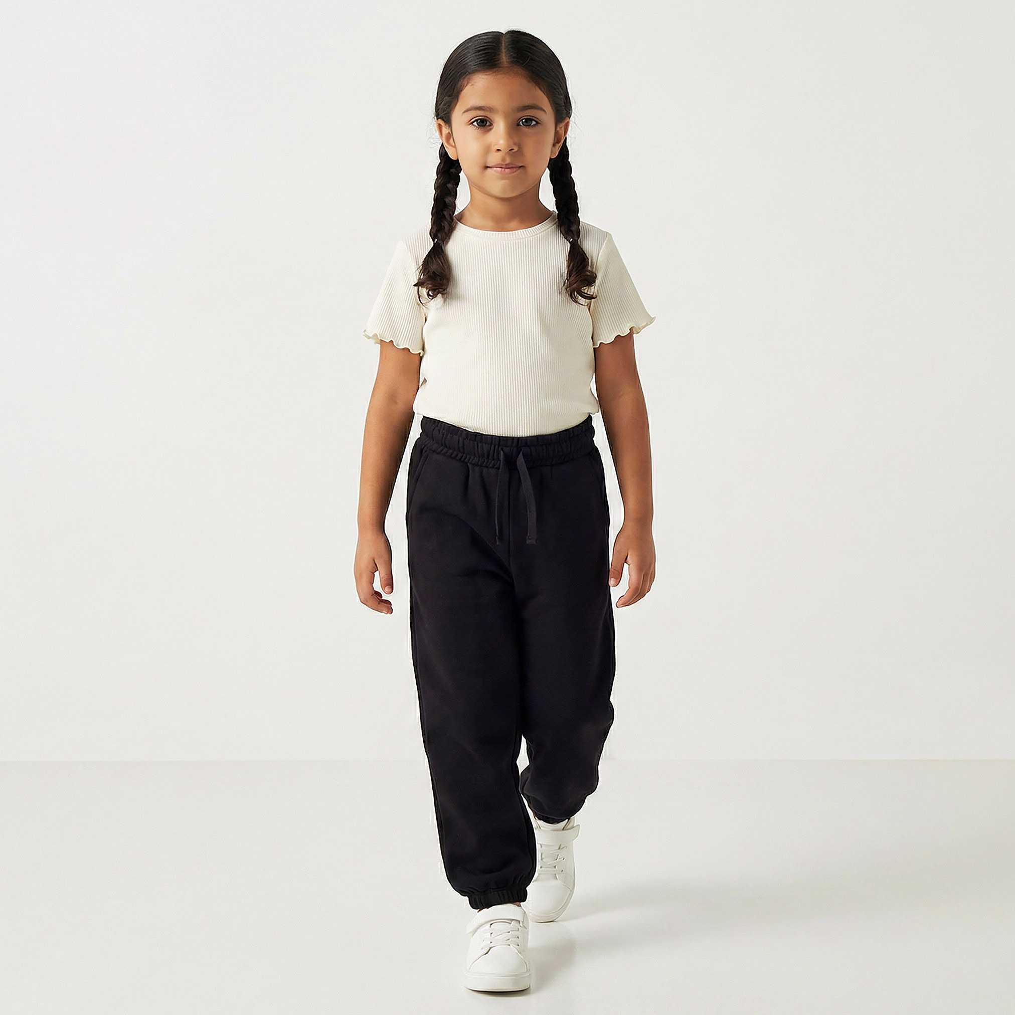 Pack of 2 Juniors Elasticated Drawstring Waist Joggers with Pockets-girls-clothing-bottoms-joggersandtrackpants-image-2