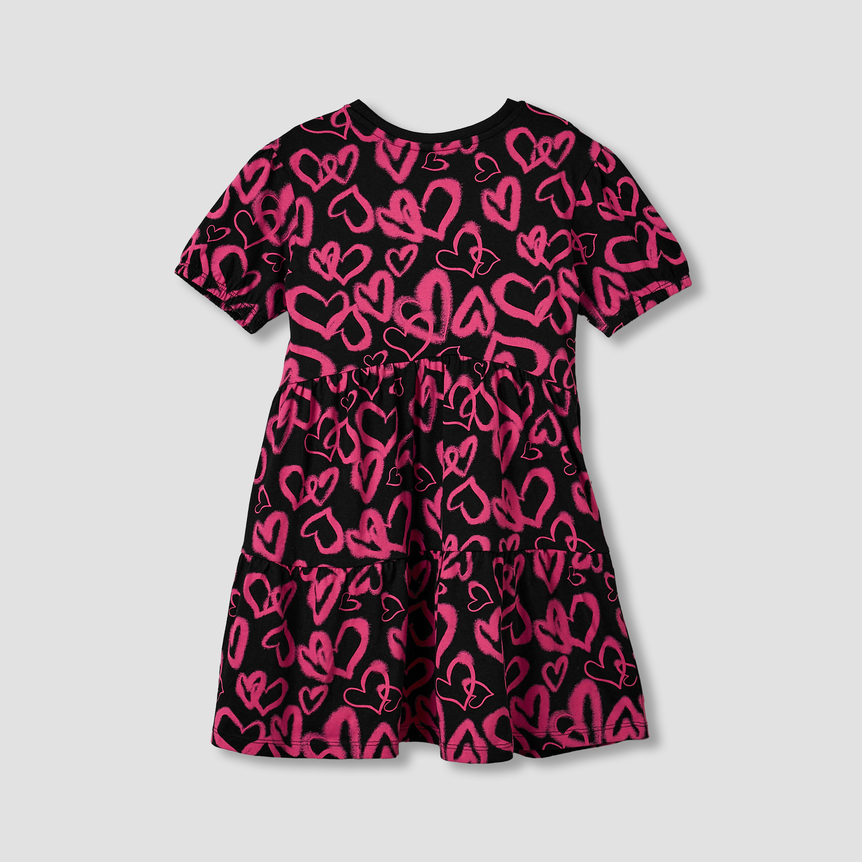 فستان إيه لاين بياقة مستديرة وأكمام قصيرة وطبعات قلب من جونيورز-girls-clothing-dressesandjumpsuits-image-2