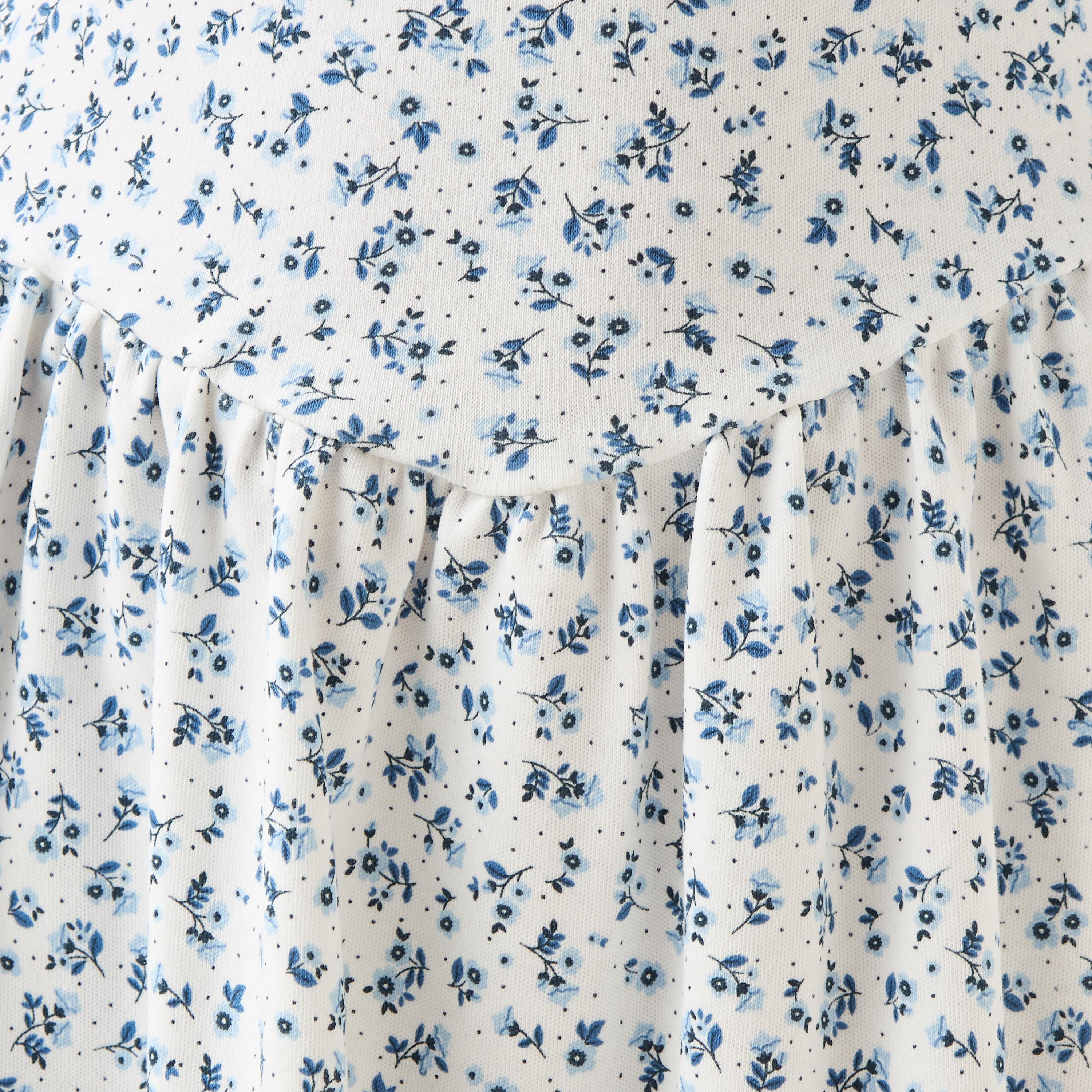 Juniors Peter Pan Collar Short Sleeve Dress with Floral Print-girls-clothing-dressesandjumpsuits-image-5