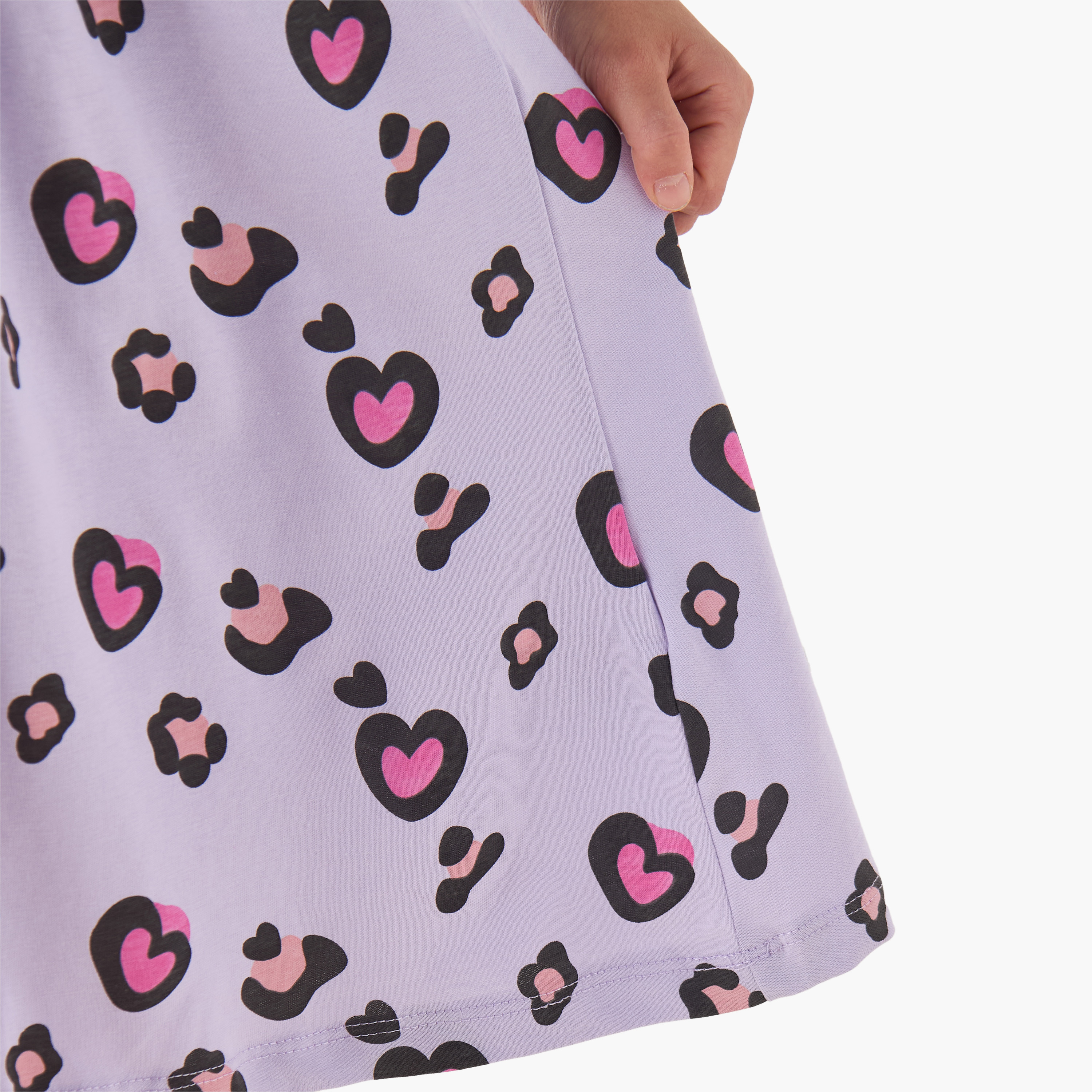 Juniors Round Neck Short Sleeves T-shirt Dress with Heart Print-girls-clothing-dressesandjumpsuits-image-6