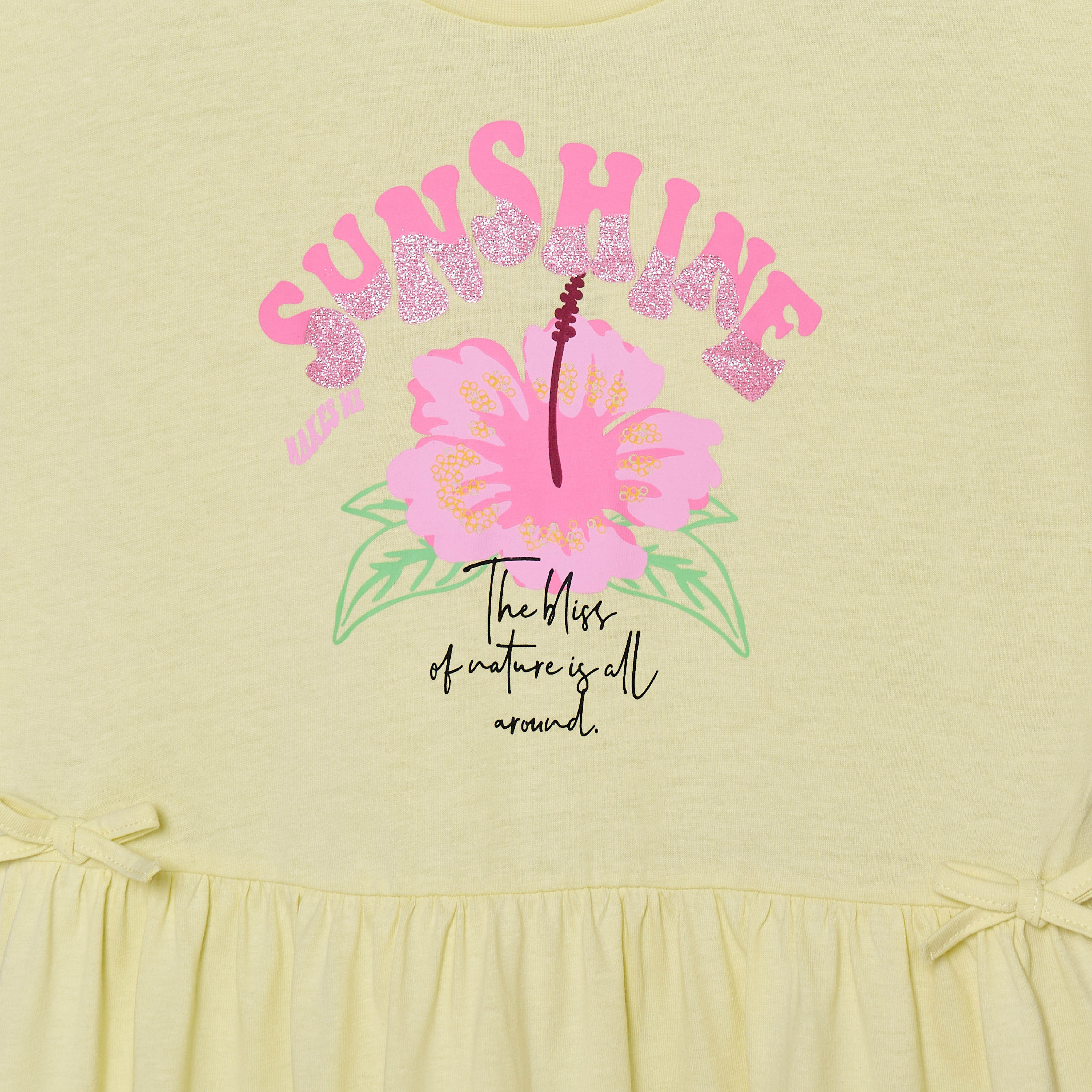 Juniors Round Neck Short Sleeves Knee Length A-Line Dress with Graphic Print-girls-clothing-dressesandjumpsuits-image-4