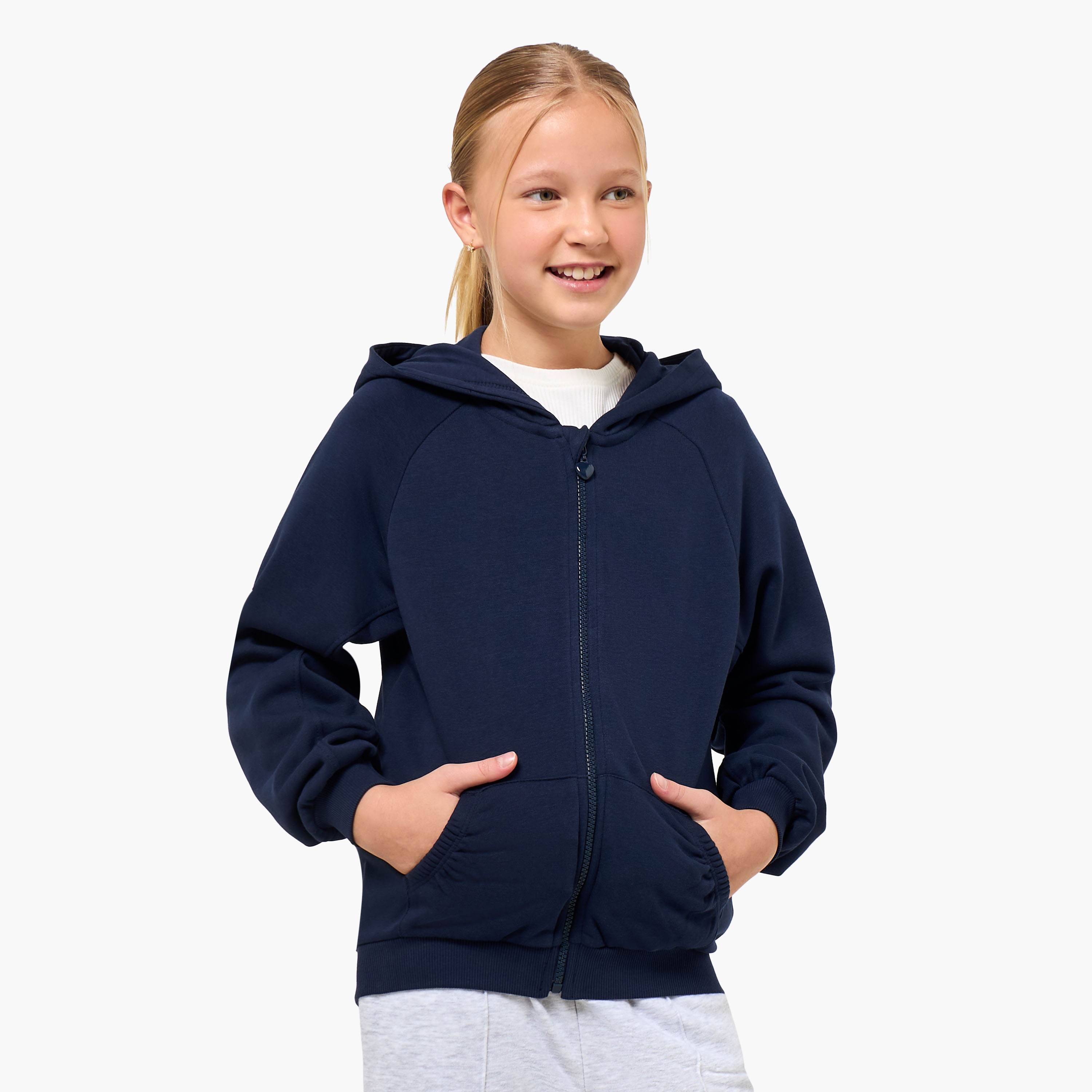 Juniors Kangaroo Pocket Hoodie with Long Sleeves-girls-clothing-winterwear-sweatshirts-image-1