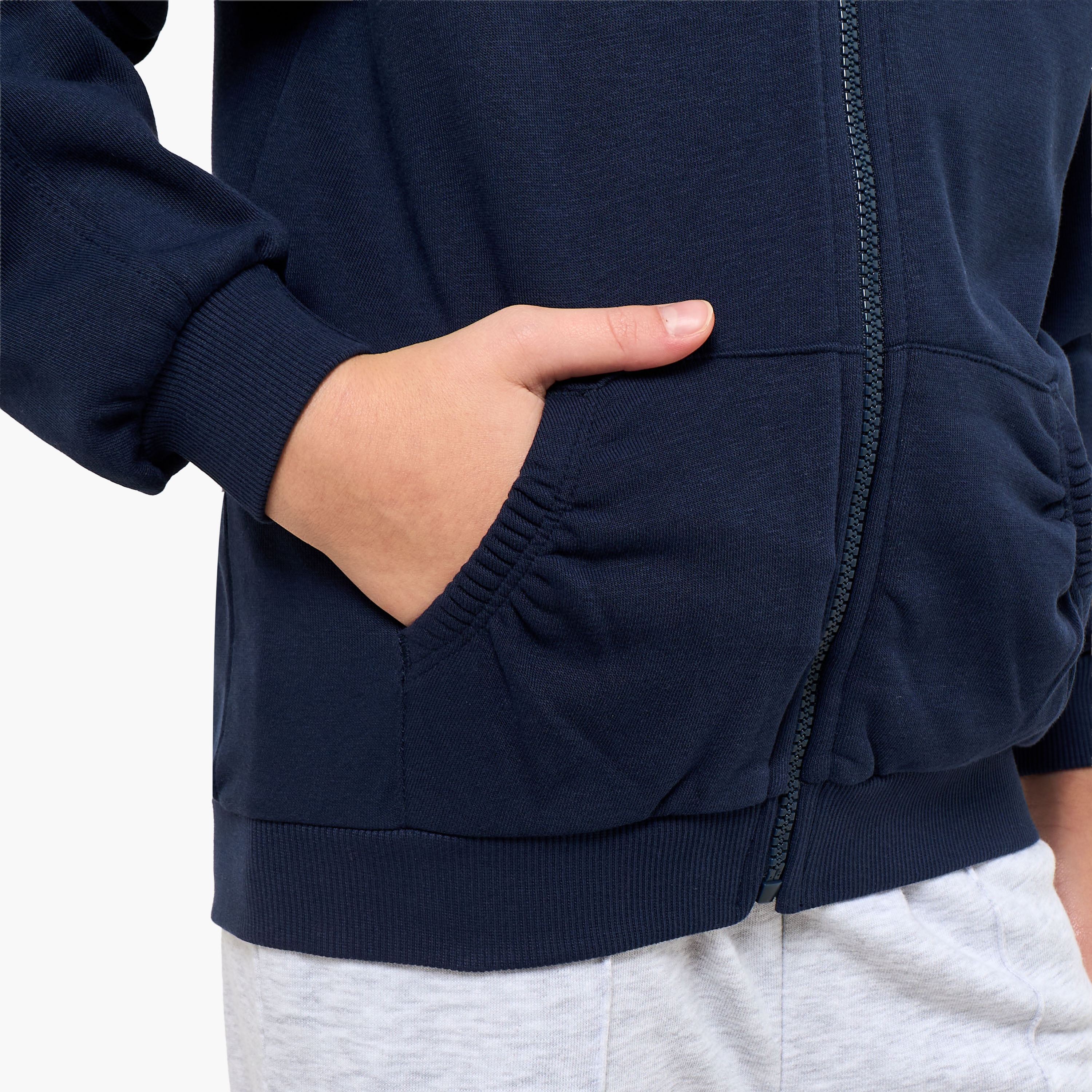 Juniors Kangaroo Pocket Hoodie with Long Sleeves-girls-clothing-winterwear-sweatshirts-image-5