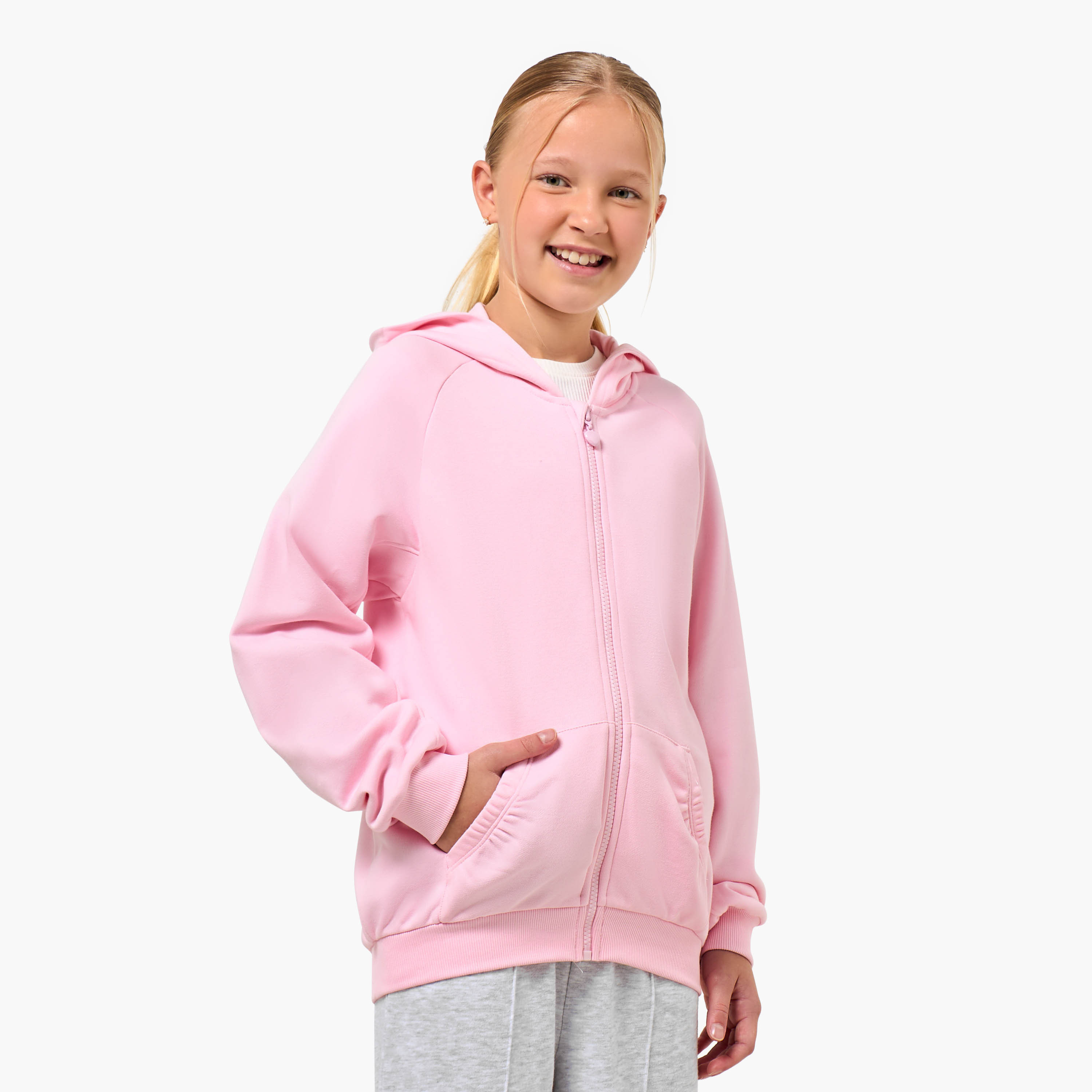 Juniors Kangaroo Pocket Hooded Sweatshirt with Long Sleeves-girls-clothing-winterwear-sweatshirts-image-1