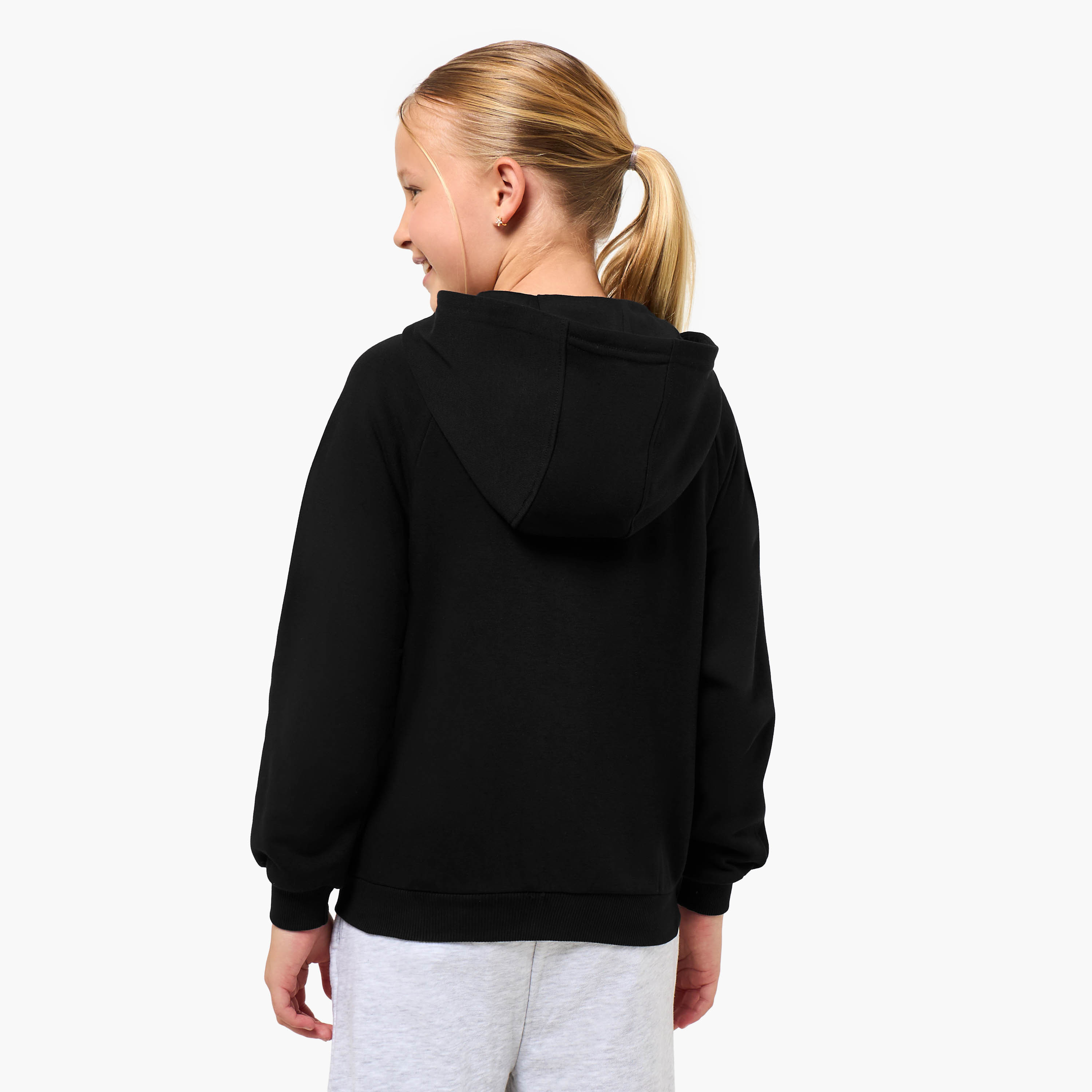 Juniors Kangaroo Pocket Hoodie with Long Sleeves-girls-clothing-winterwear-sweatshirts-image-3