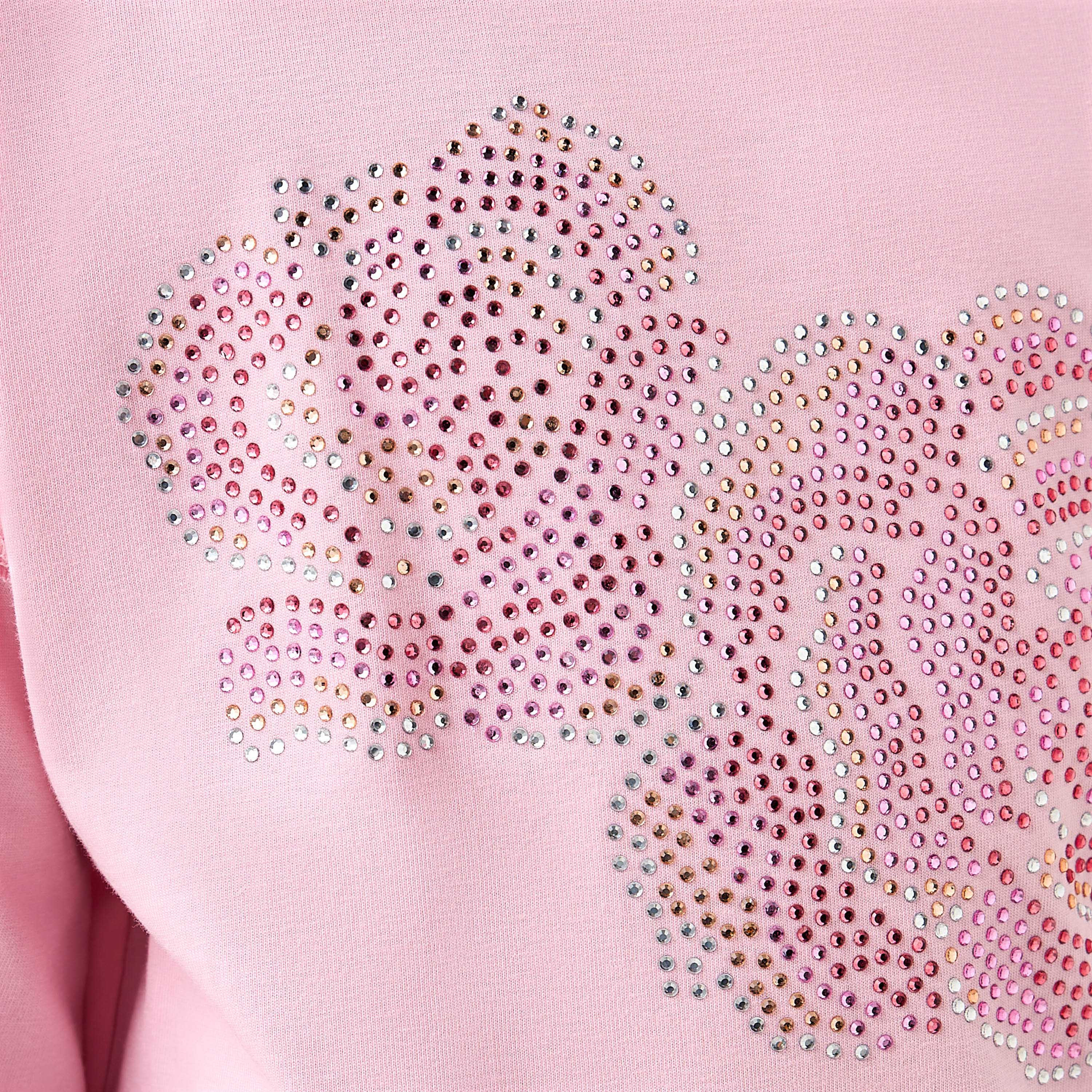 Juniors Crew Neck Short Sleeves T-shirt with Floral Embellished Design-girls-clothing-tshirts-image-5