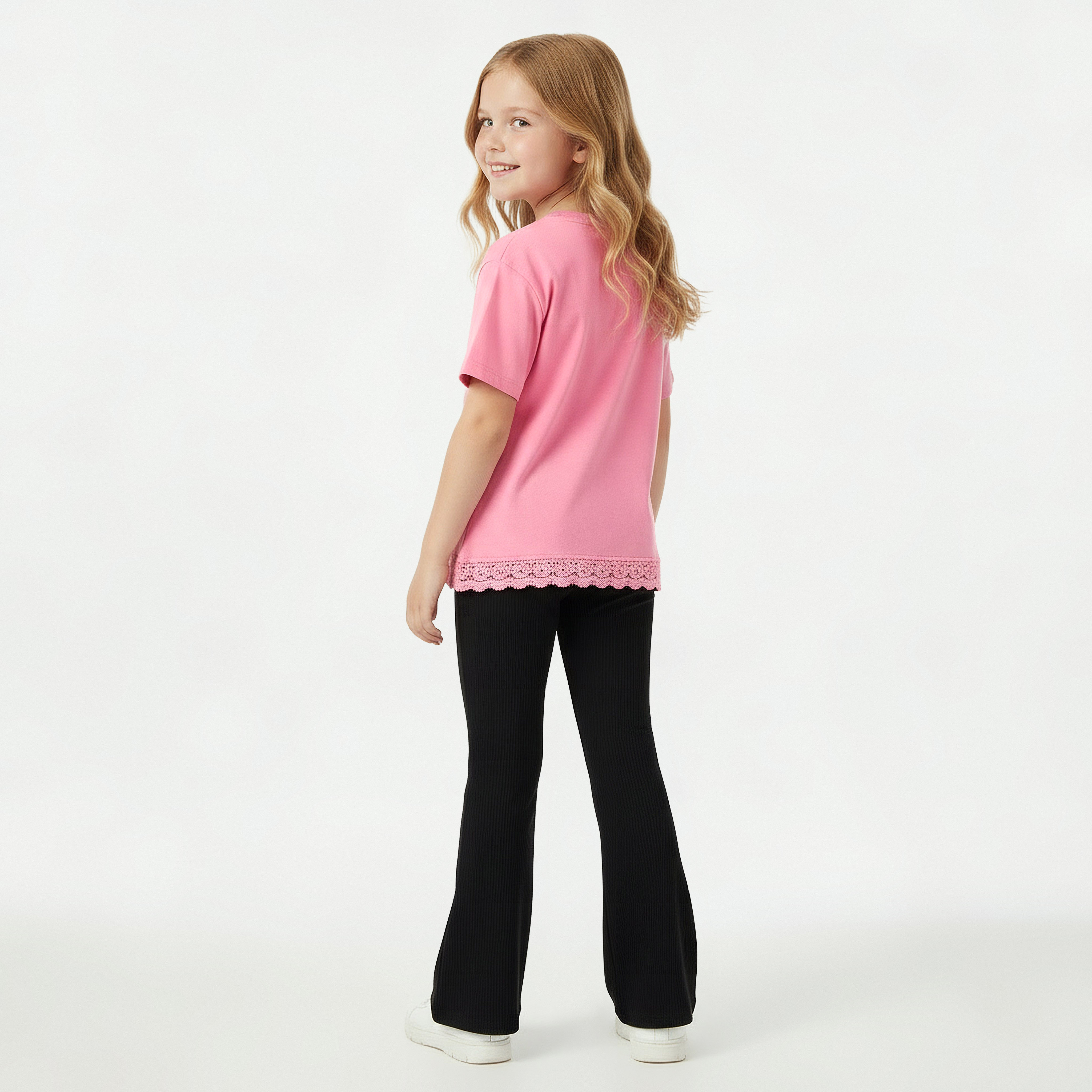 Juniors Crew Neck Short Sleeves T-shirt with Graphic Print-girls-clothing-tshirts-image-3