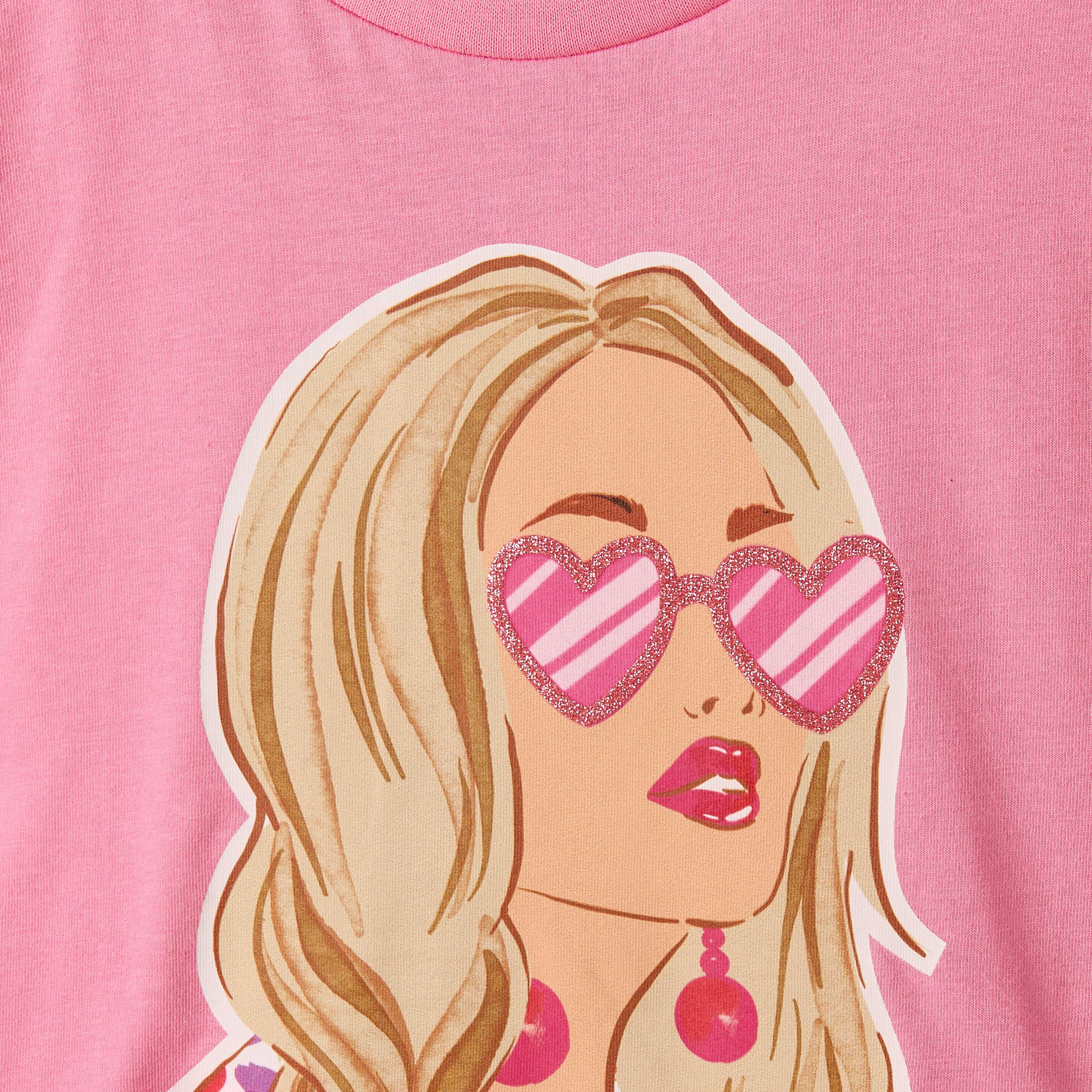 Juniors Crew Neck Short Sleeves T-shirt with Graphic Print-girls-clothing-tshirts-image-4