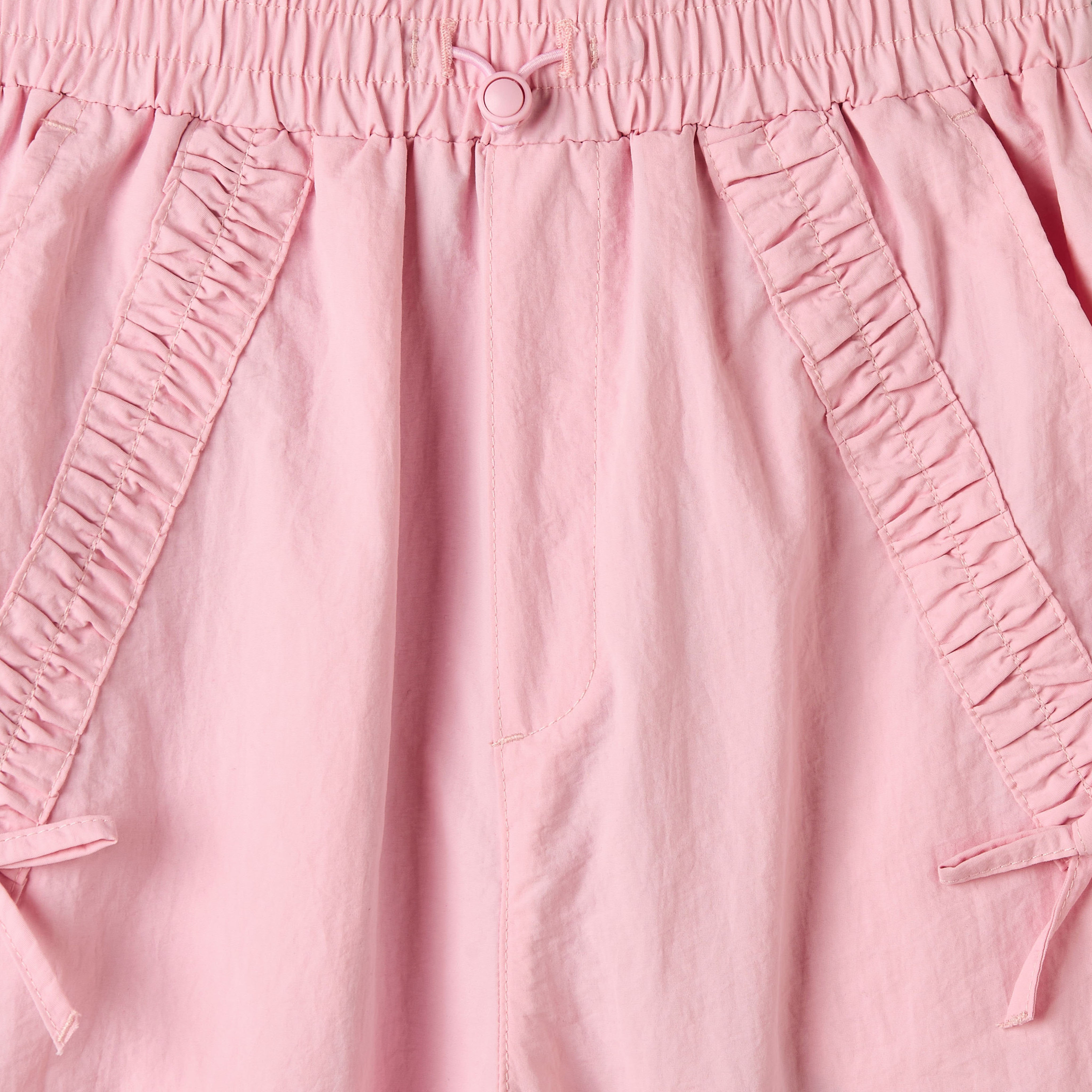 بنطلون بقصة عادية وتفاصيل فيونكة ورباط قابل للتعديل من جونيورز-girls-clothing-bottoms-trousers-image-4
