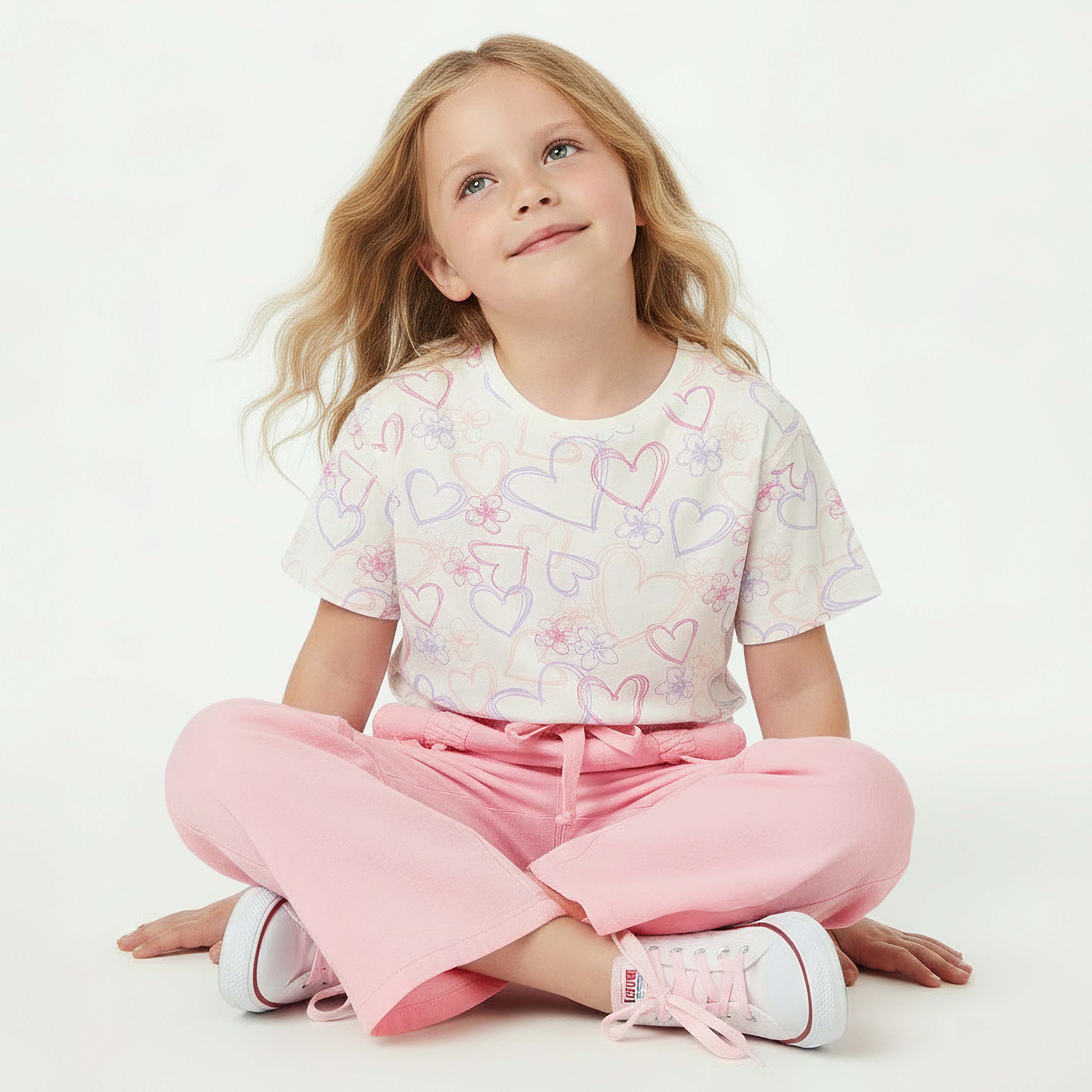 بنطلون بقصة عادية وتفاصيل فيونكة ورباط قابل للتعديل من جونيورز-girls-clothing-bottoms-trousers-image-6