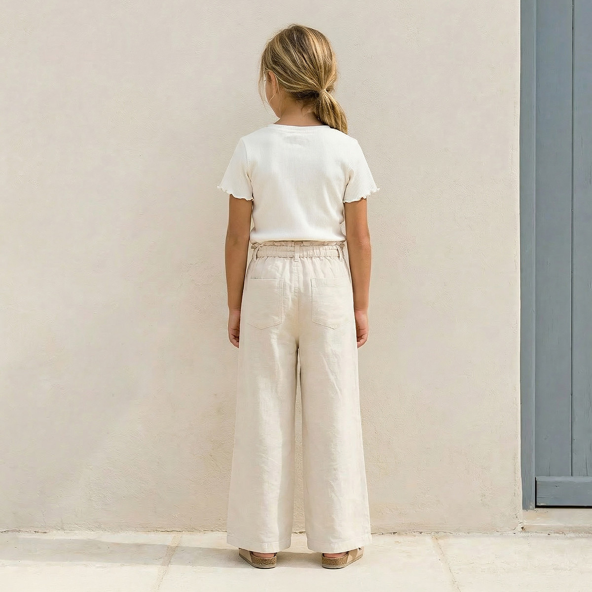 بنطلون واسع الساق بجيوب وخصر مطاطي برباط من جونيورز-girls-clothing-bottoms-trousers-image-3