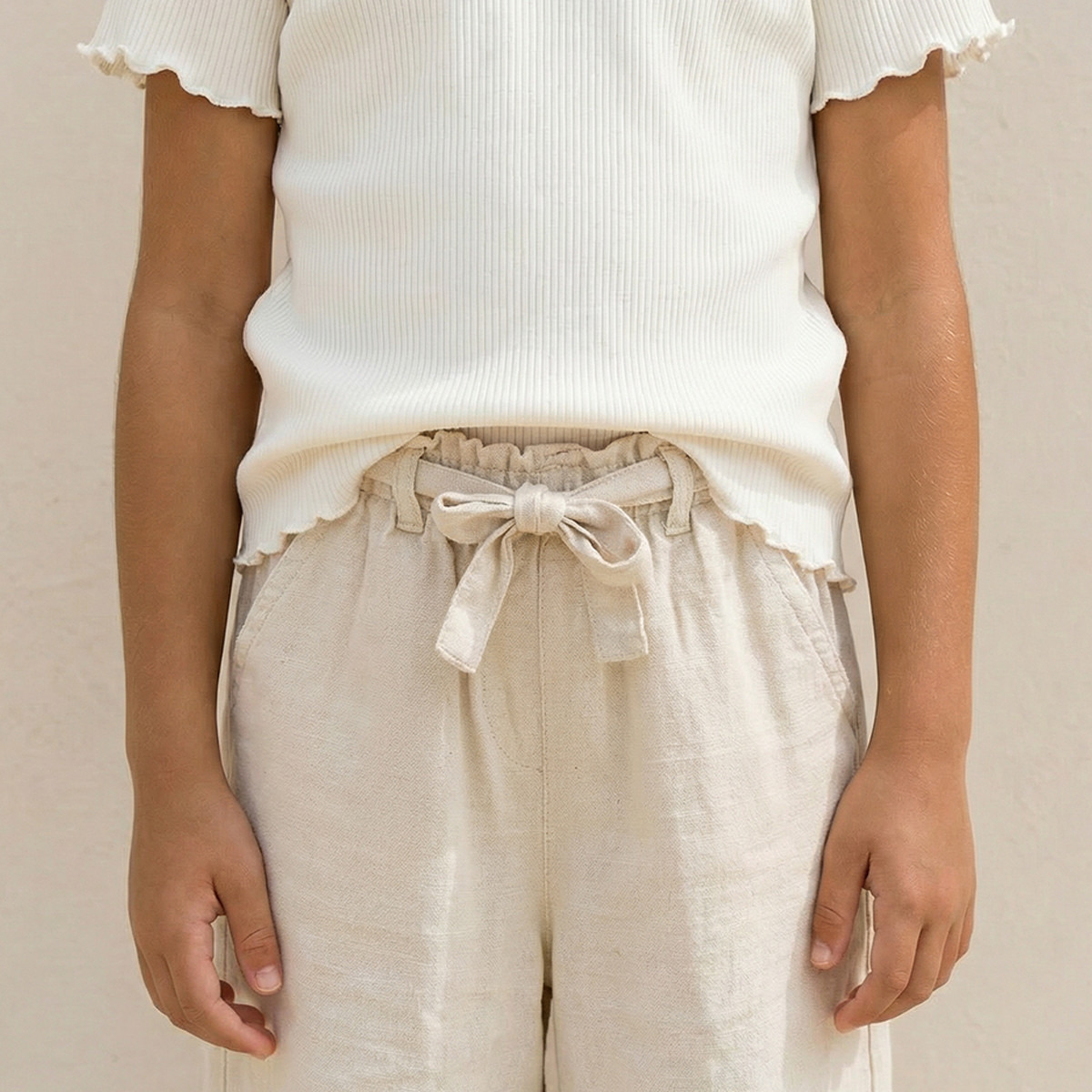 بنطلون واسع الساق بجيوب وخصر مطاطي برباط من جونيورز-girls-clothing-bottoms-trousers-image-5