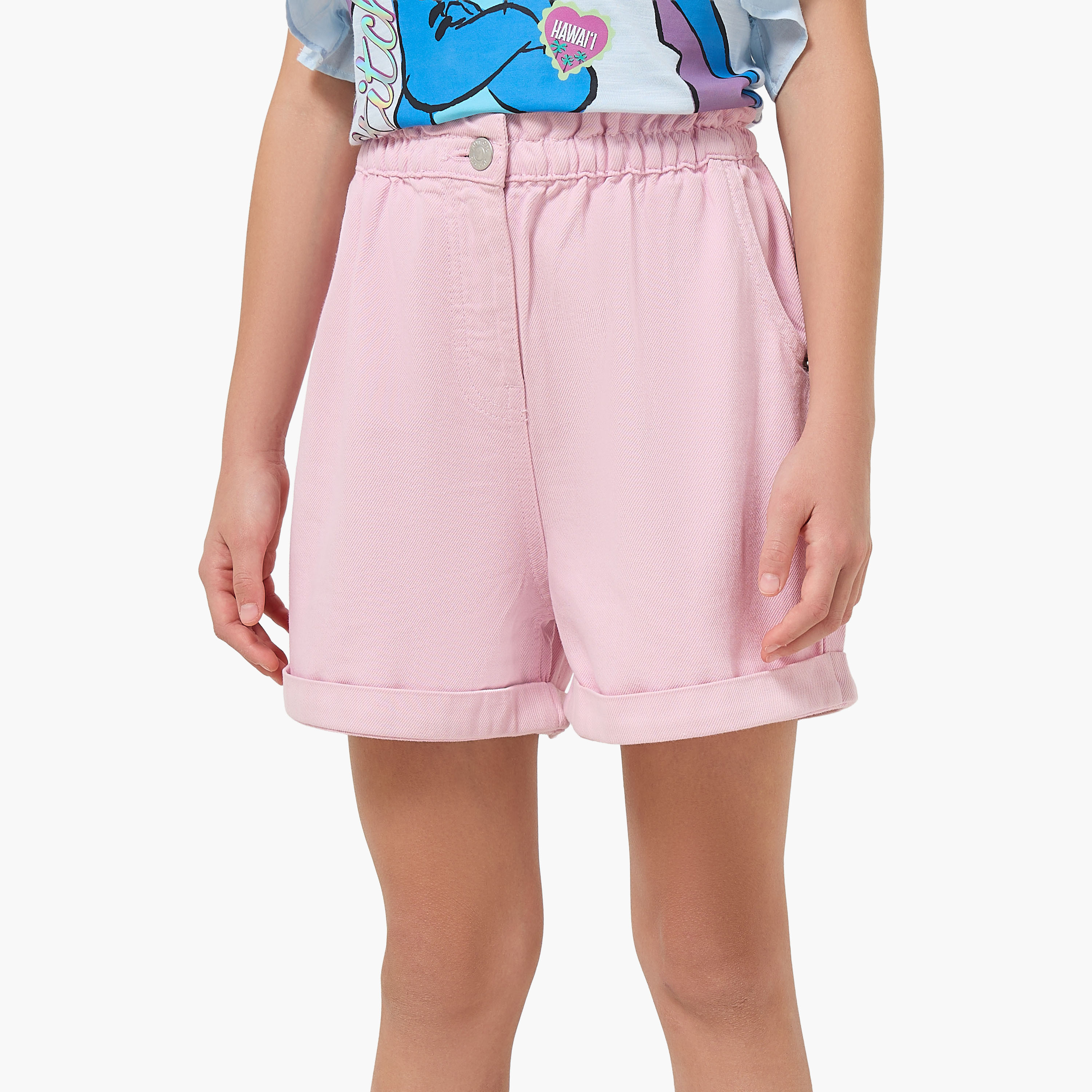 Juniors Elastic Waist Shorts with Pockets-girls-clothing-bottoms-shorts-image-1