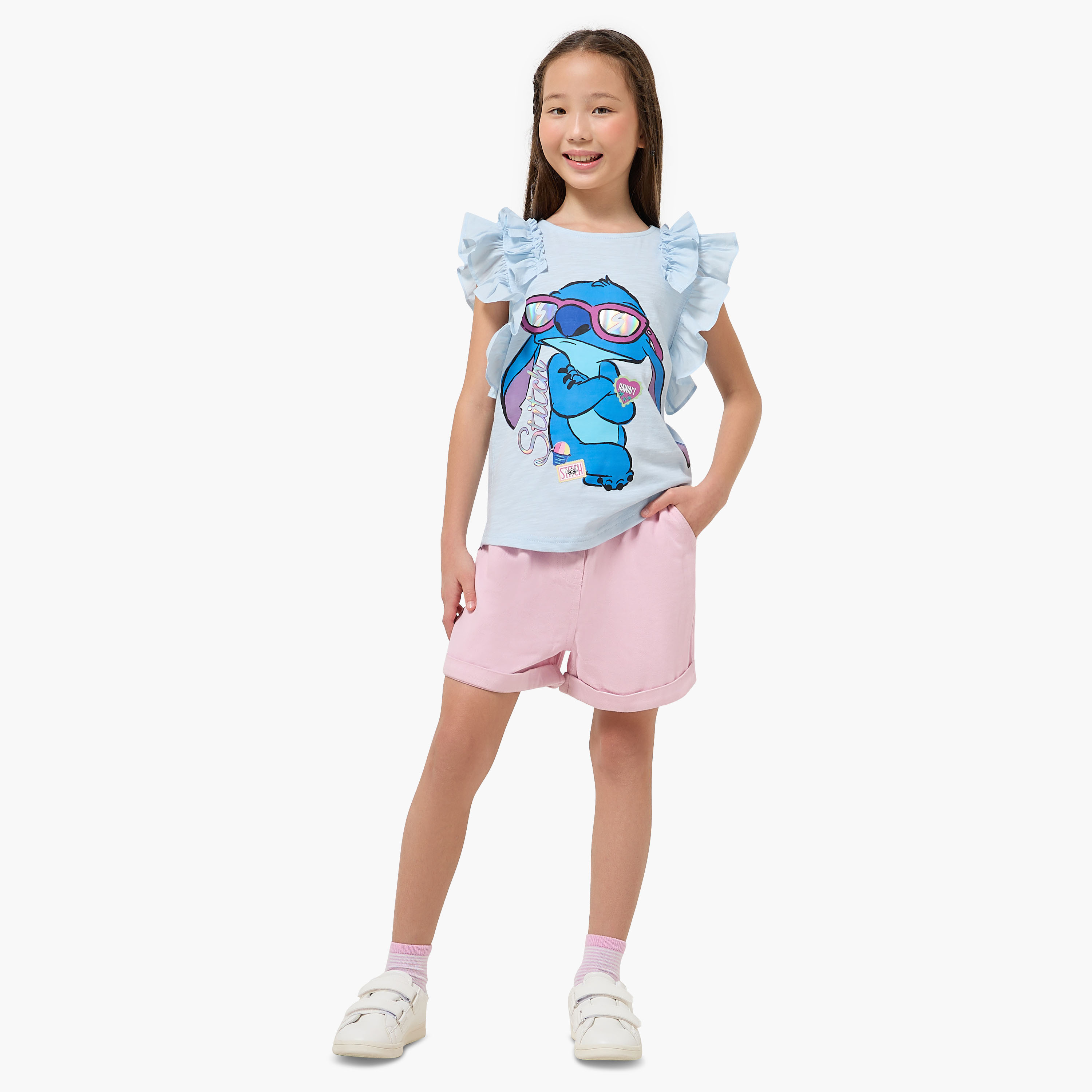 Juniors Elastic Waist Shorts with Pockets-girls-clothing-bottoms-shorts-image-2