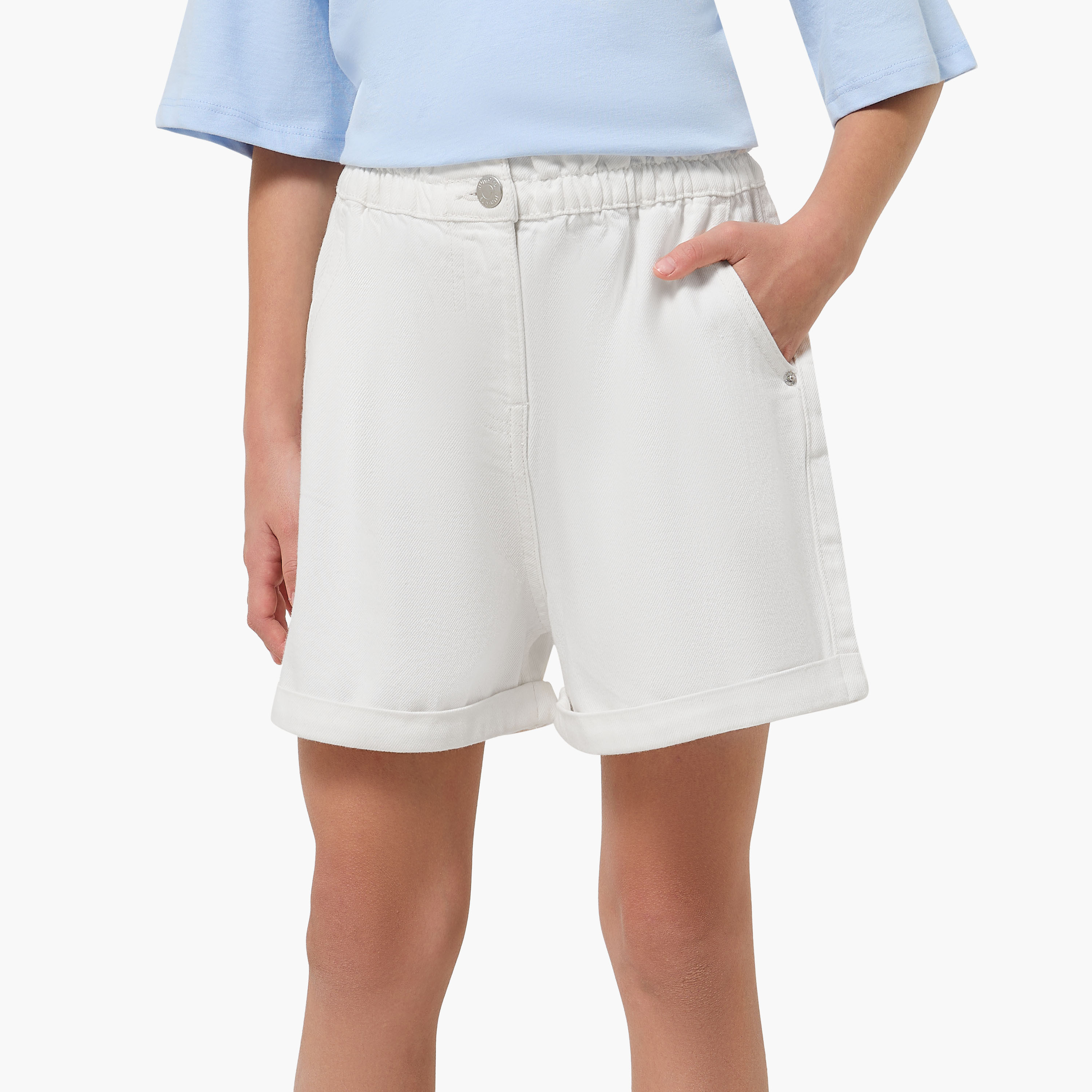 Juniors Denim Shorts with Pockets-girls-clothing-bottoms-shorts-image-1