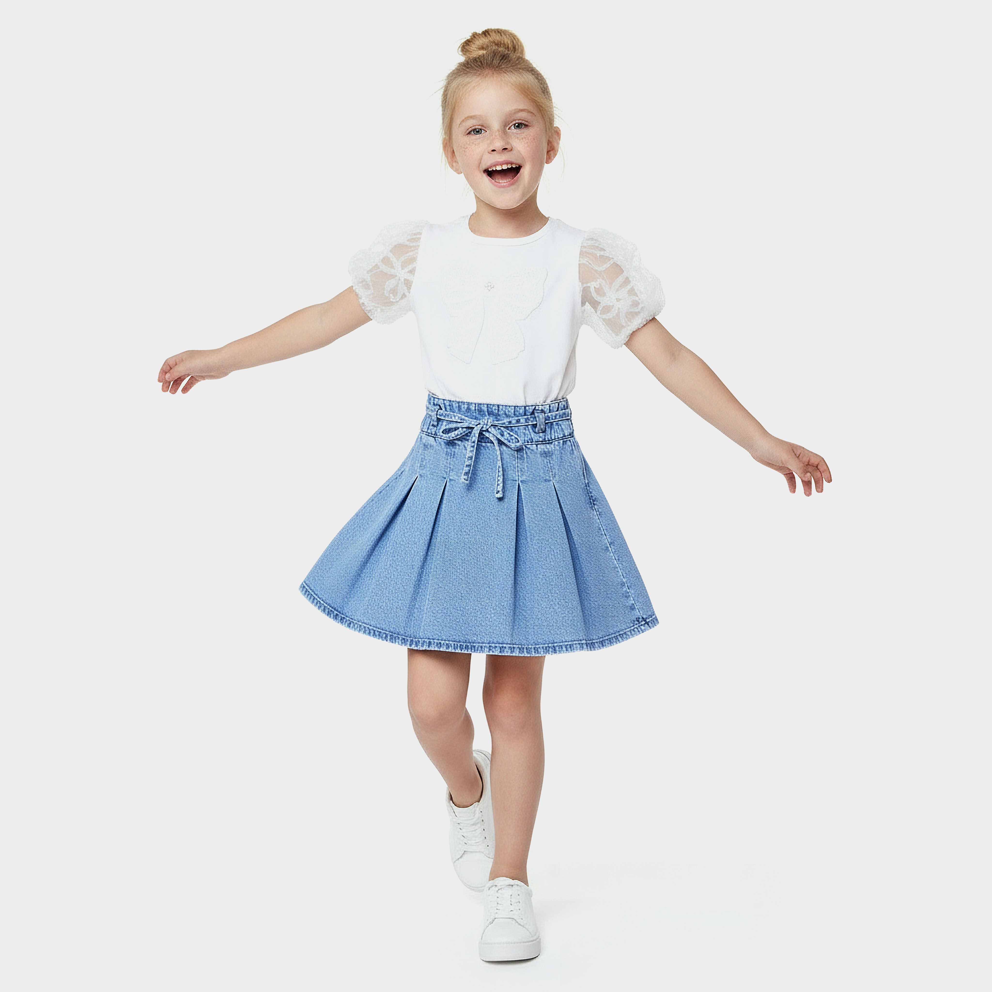 تنورة دينم بطول الركبة وكسرات من جونيورز-girls-clothing-bottoms-skirts-image-2
