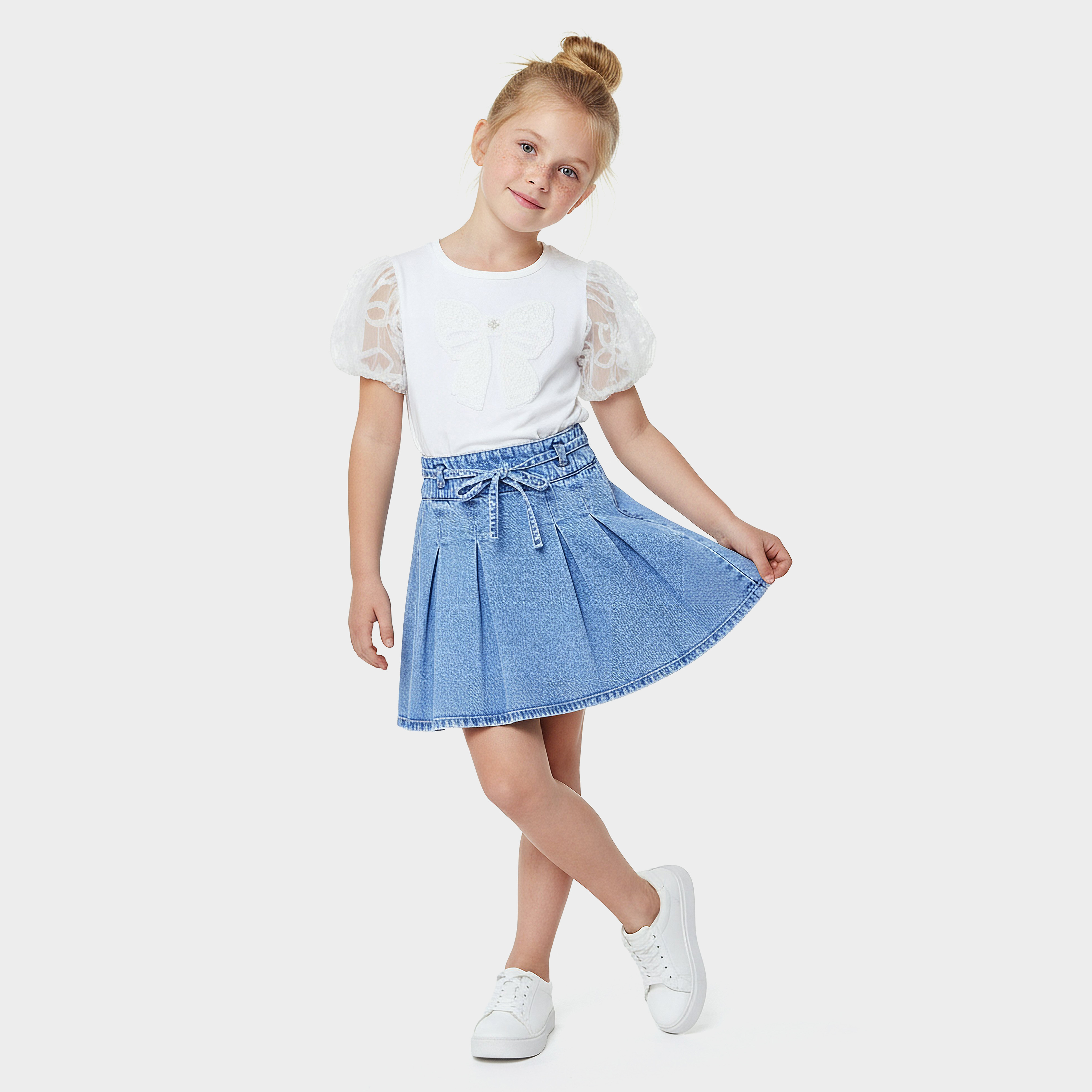 تنورة دينم بطول الركبة وكسرات من جونيورز-girls-clothing-bottoms-skirts-image-5