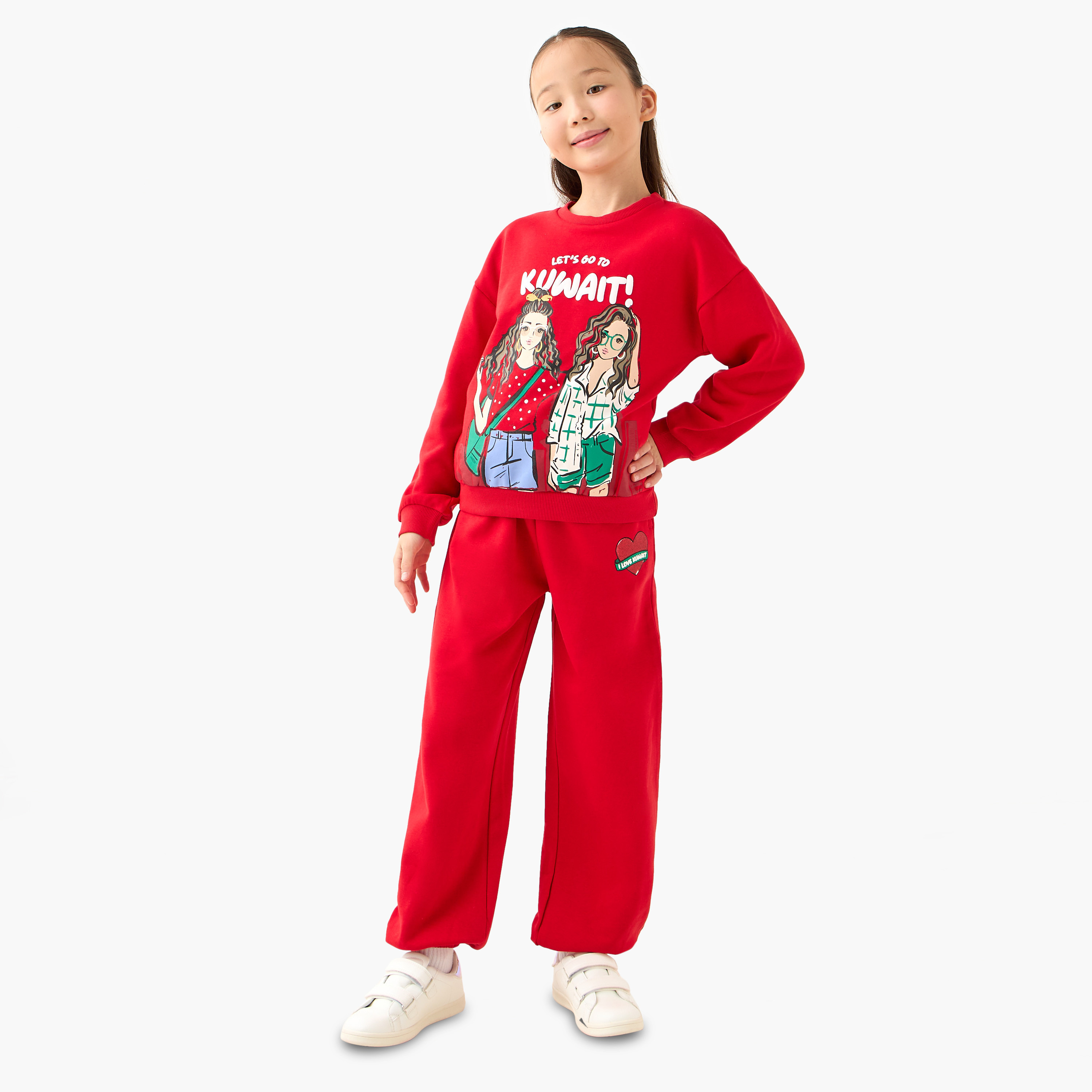 بنطلون رياضي بخصر مطاطي ورباط وطبعات من جونيورز-girls-clothing-schoolwear-bottoms-pants-image-2
