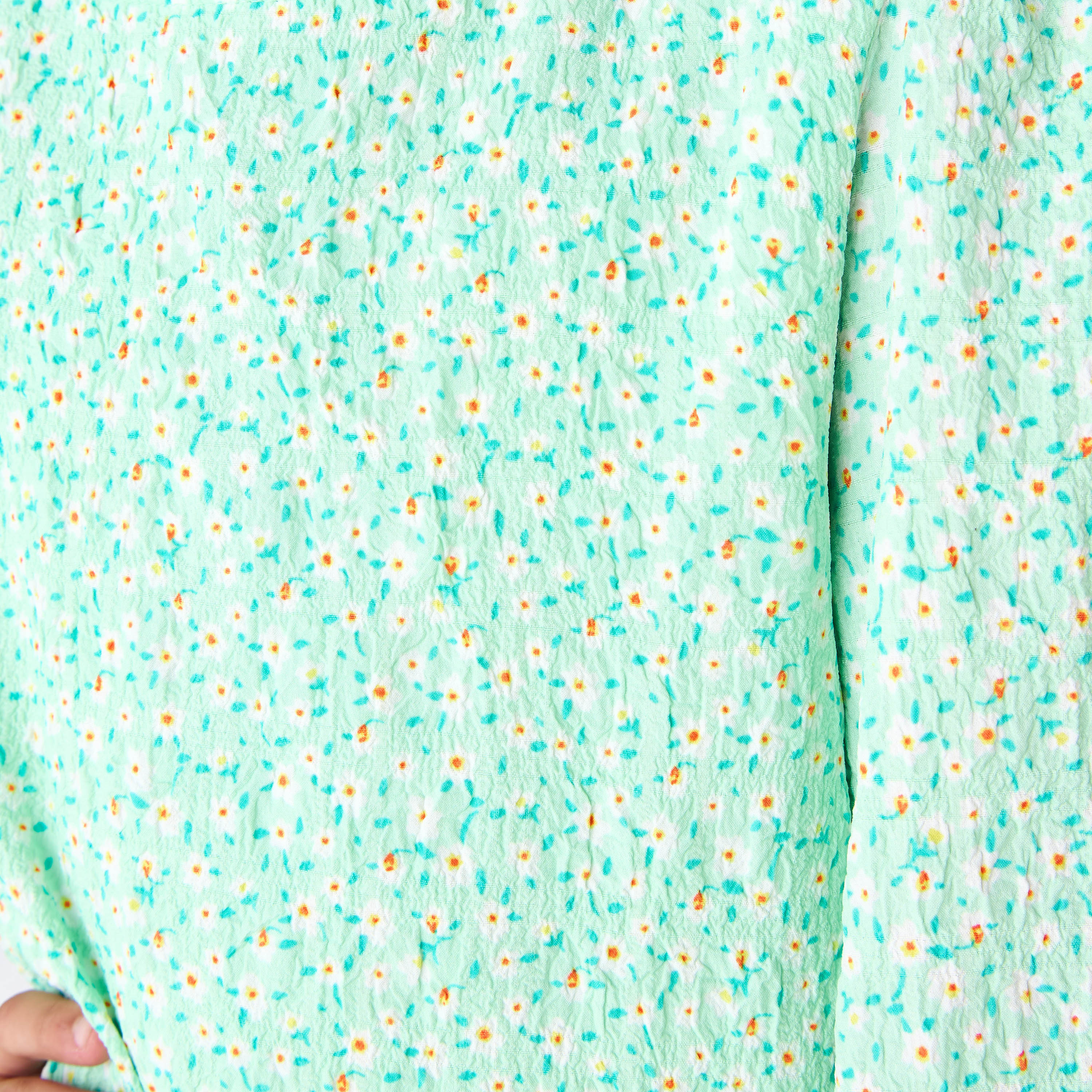 Juniors Round Neck Long Sleeves Tiered Dress with Floral Print-girls-clothing-dressesandjumpsuits-image-5