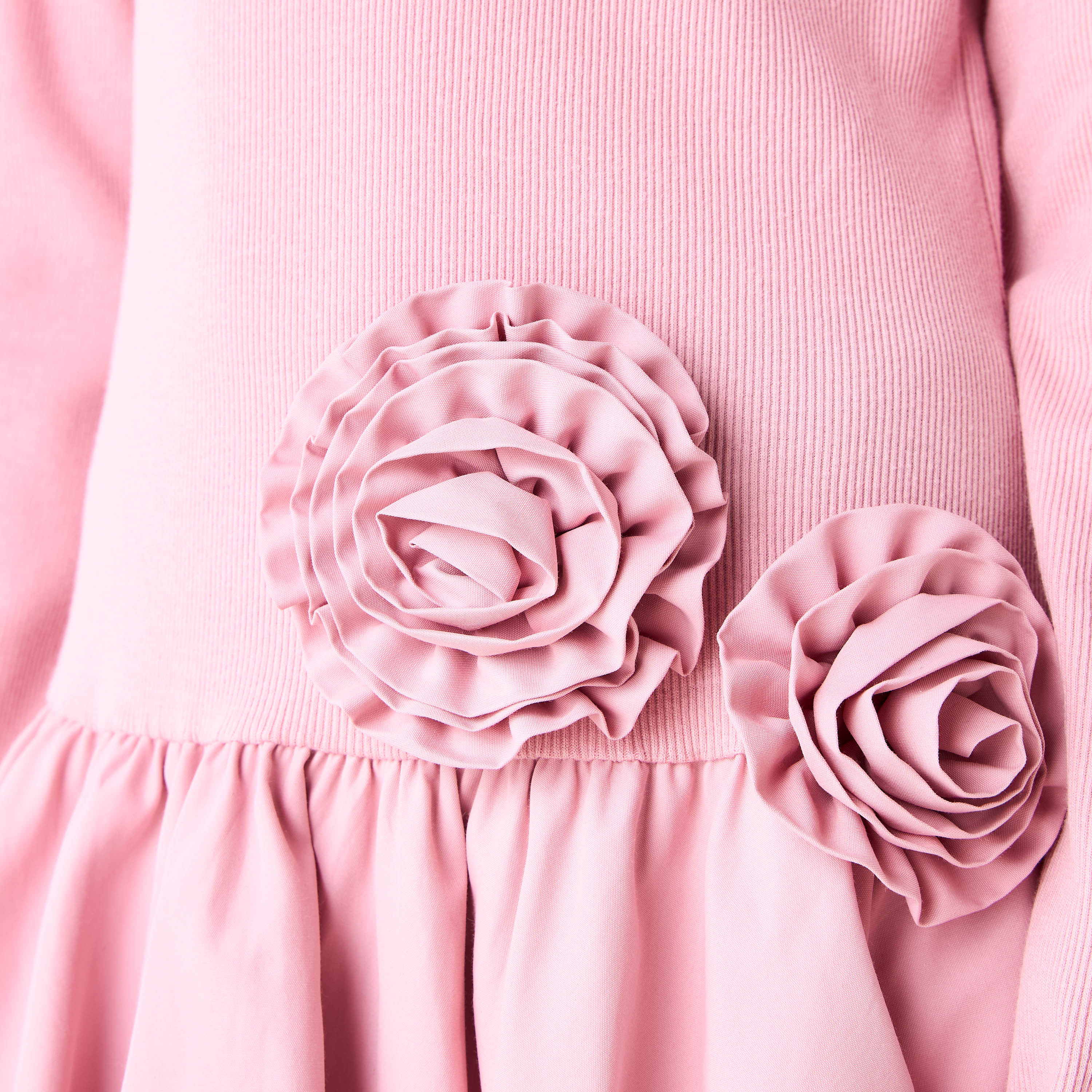 Juniors Round Neck Long Sleeves Balloon Dress with Floral Applique-girls-clothing-dressesandjumpsuits-image-5