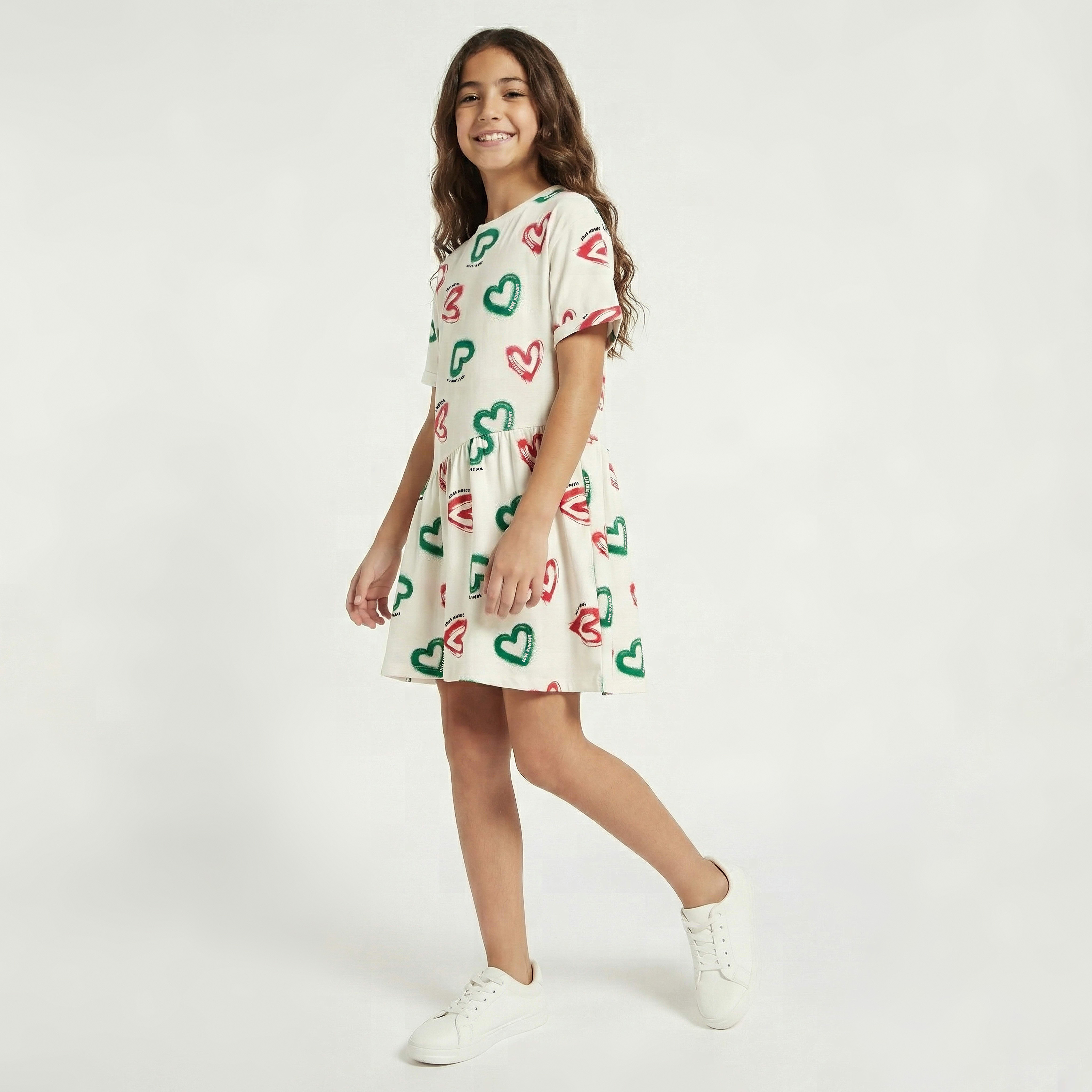 فستان بياقة ضيقة وأكمام قصيرة وخصر منسدل طبعات من جونيورز-girls-clothing-dressesandjumpsuits-image-2