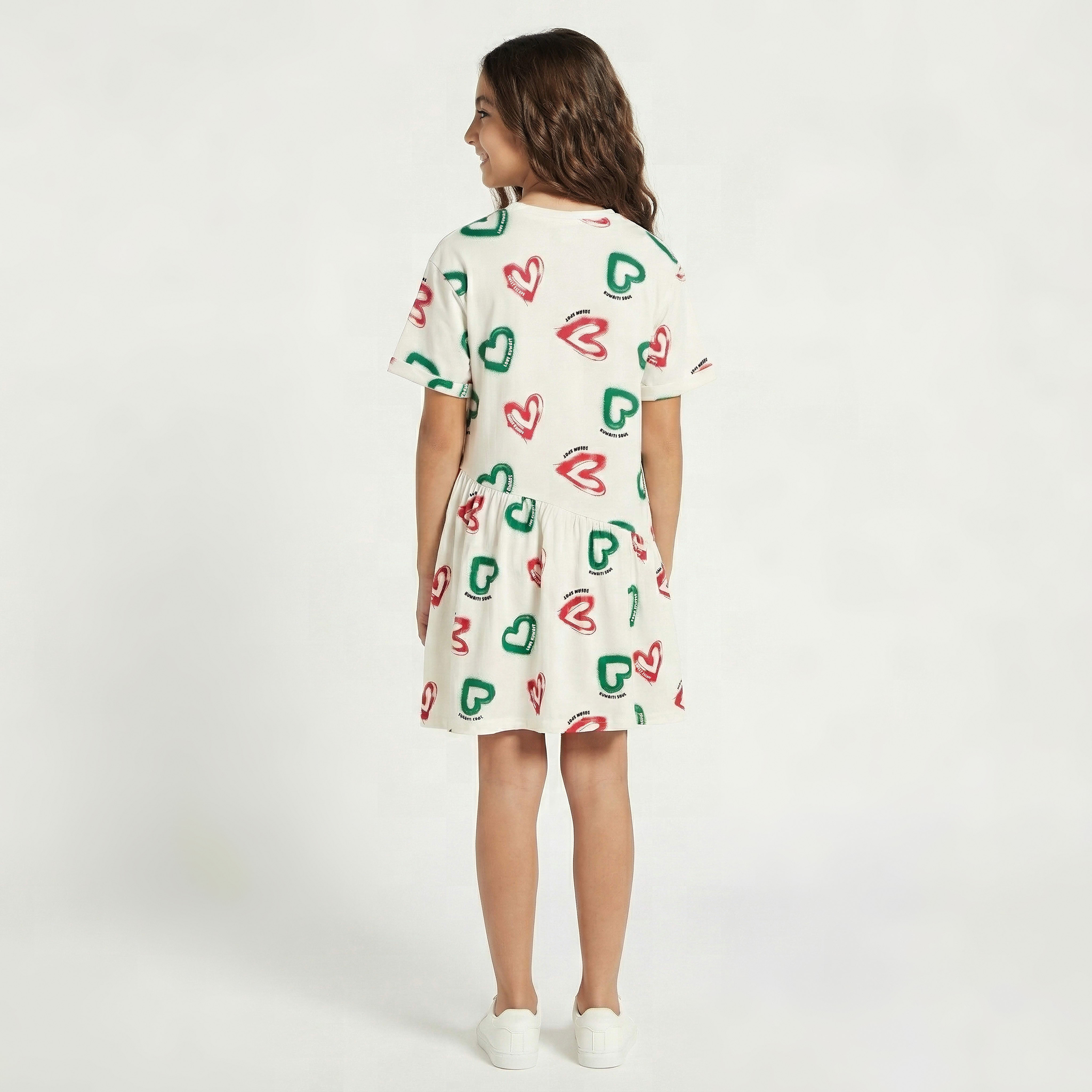 فستان بياقة ضيقة وأكمام قصيرة وخصر منسدل طبعات من جونيورز-girls-clothing-dressesandjumpsuits-image-3