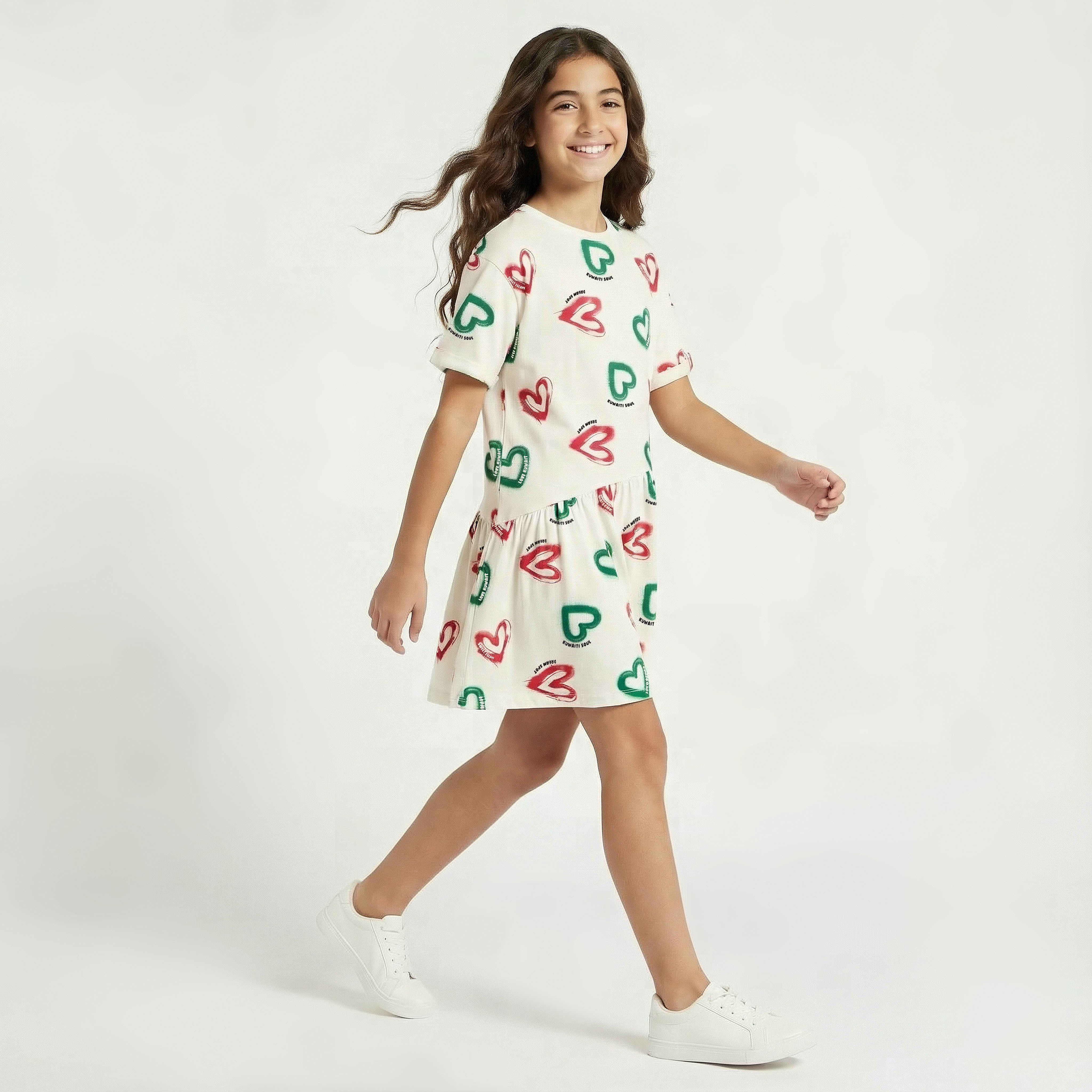 فستان بياقة ضيقة وأكمام قصيرة وخصر منسدل طبعات من جونيورز-girls-clothing-dressesandjumpsuits-image-5