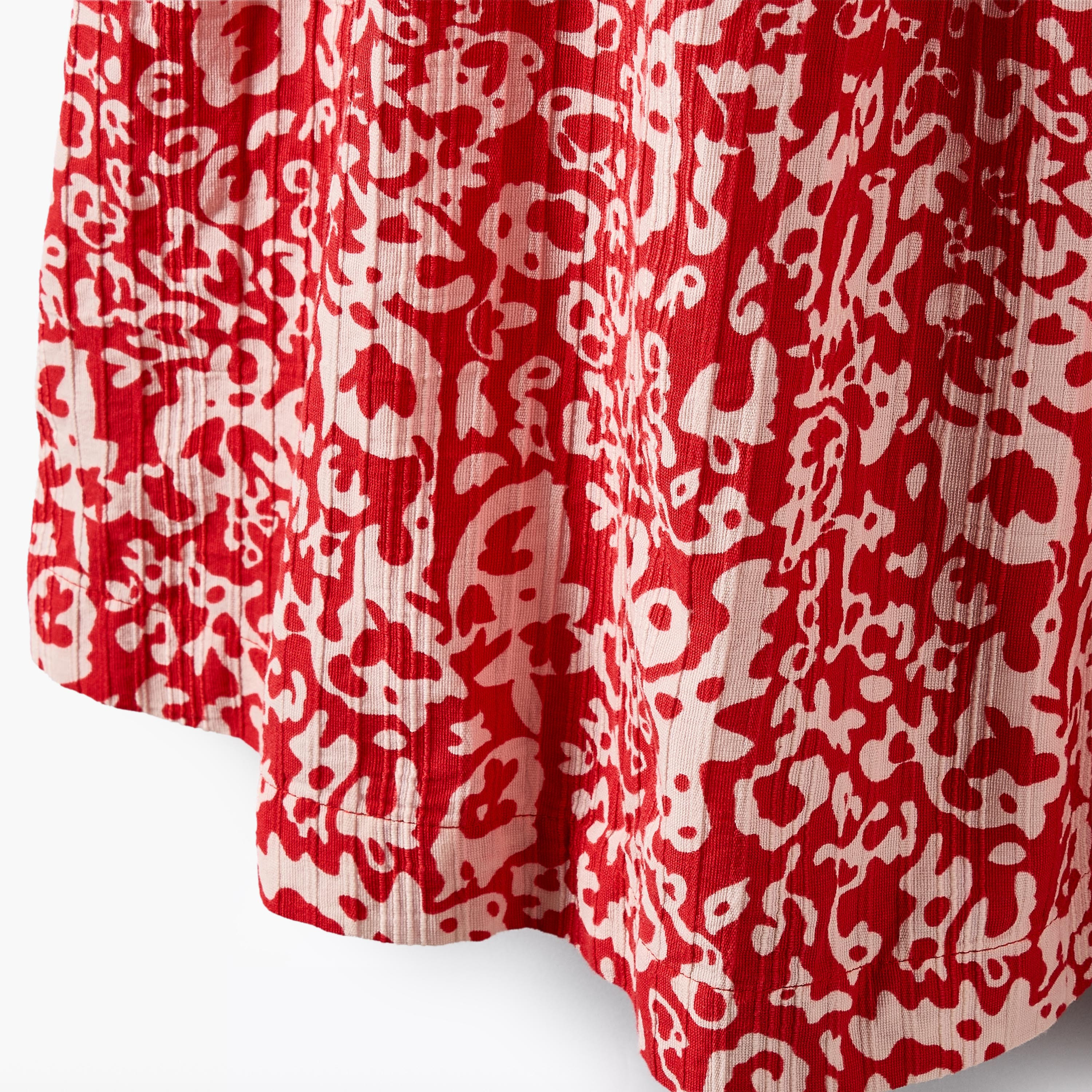 Juniors Square Neck Short Sleeves A-line Dress with Smocked Design-girls-clothing-dressesandjumpsuits-image-4
