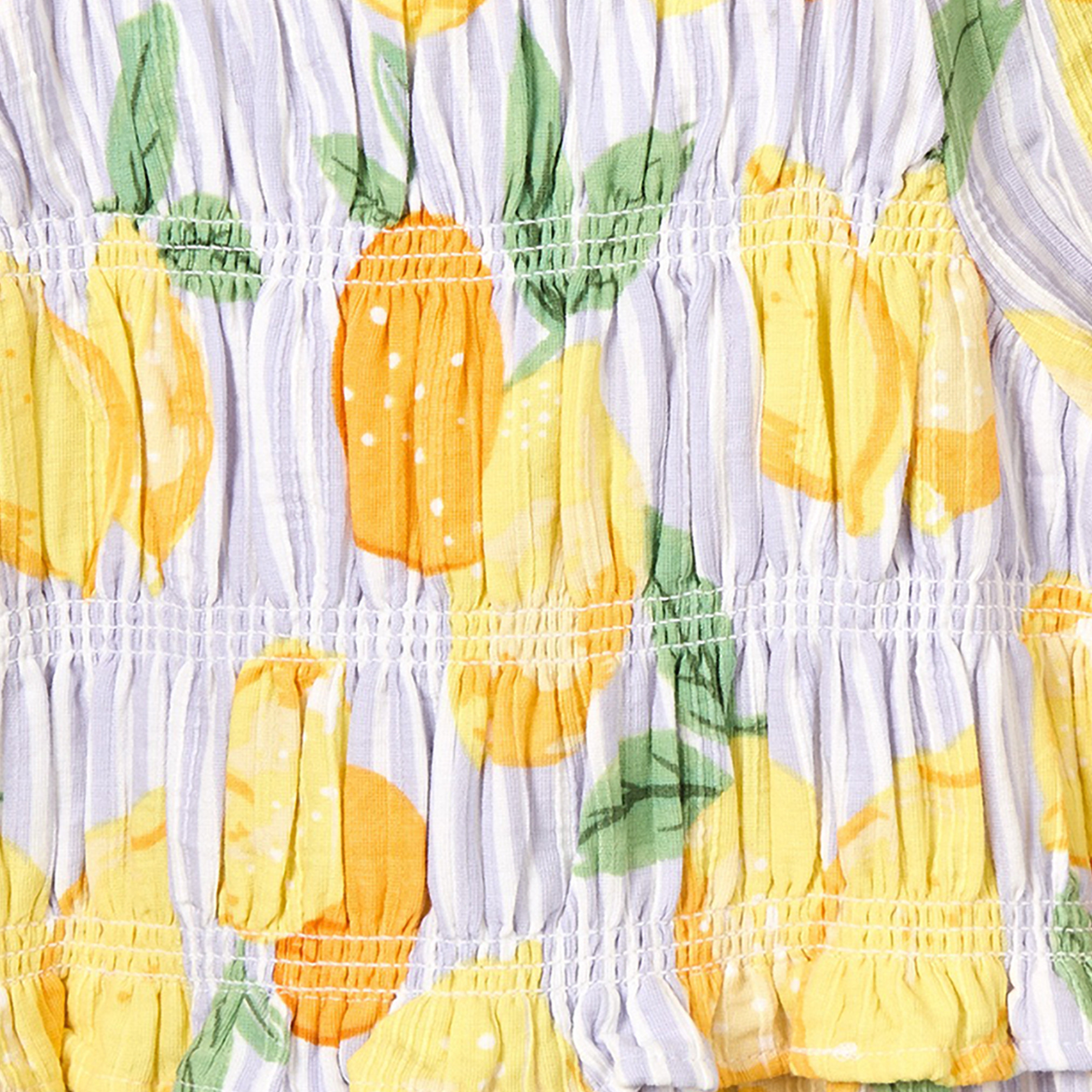 Juniors Square Neck Short Sleeves Knee Length A-line Dress with Lemon Print-girls-clothing-dressesandjumpsuits-image-4