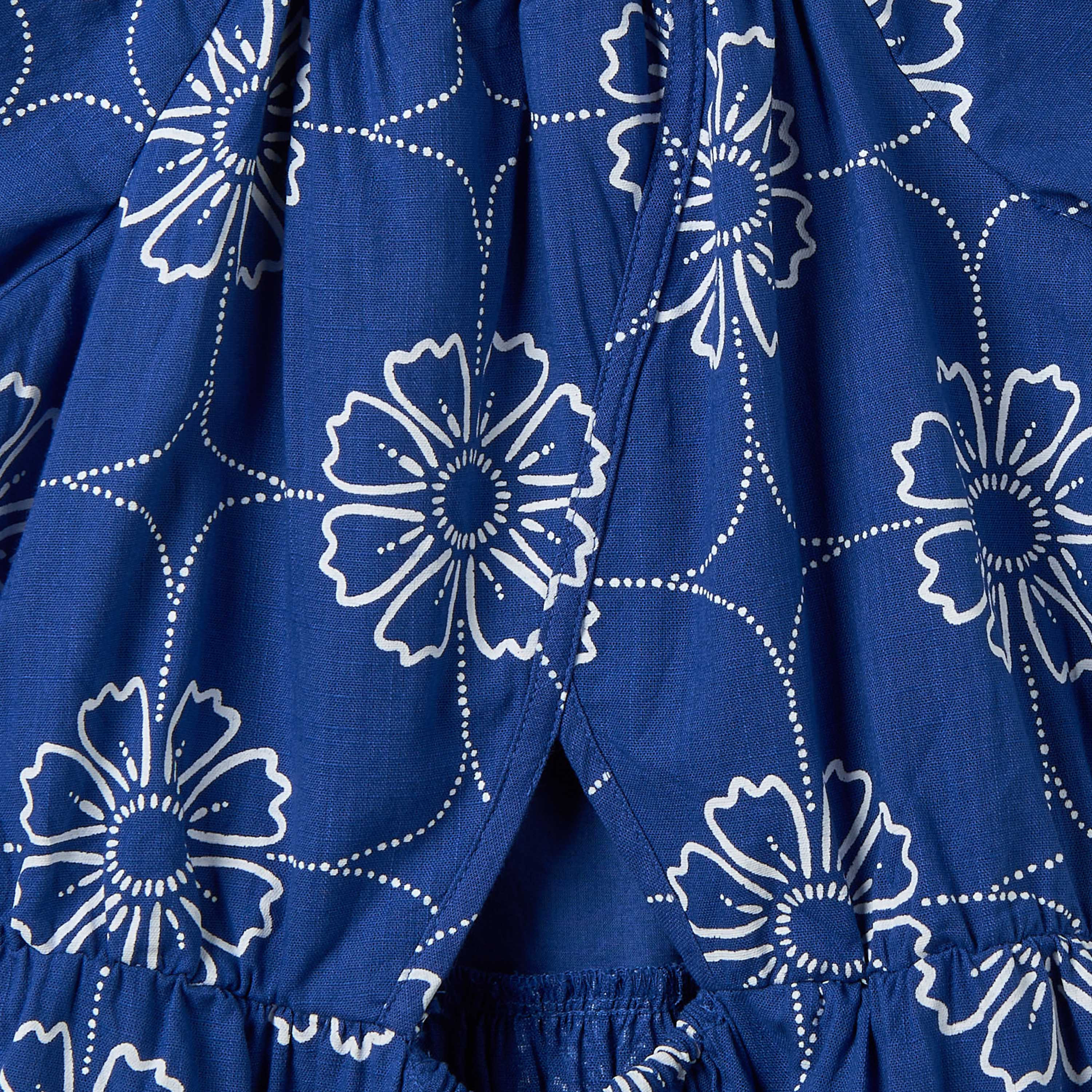 Juniors Round Neck Short Sleeves Knee Length A-line Dress with Floral Print-girls-clothing-dressesandjumpsuits-image-4