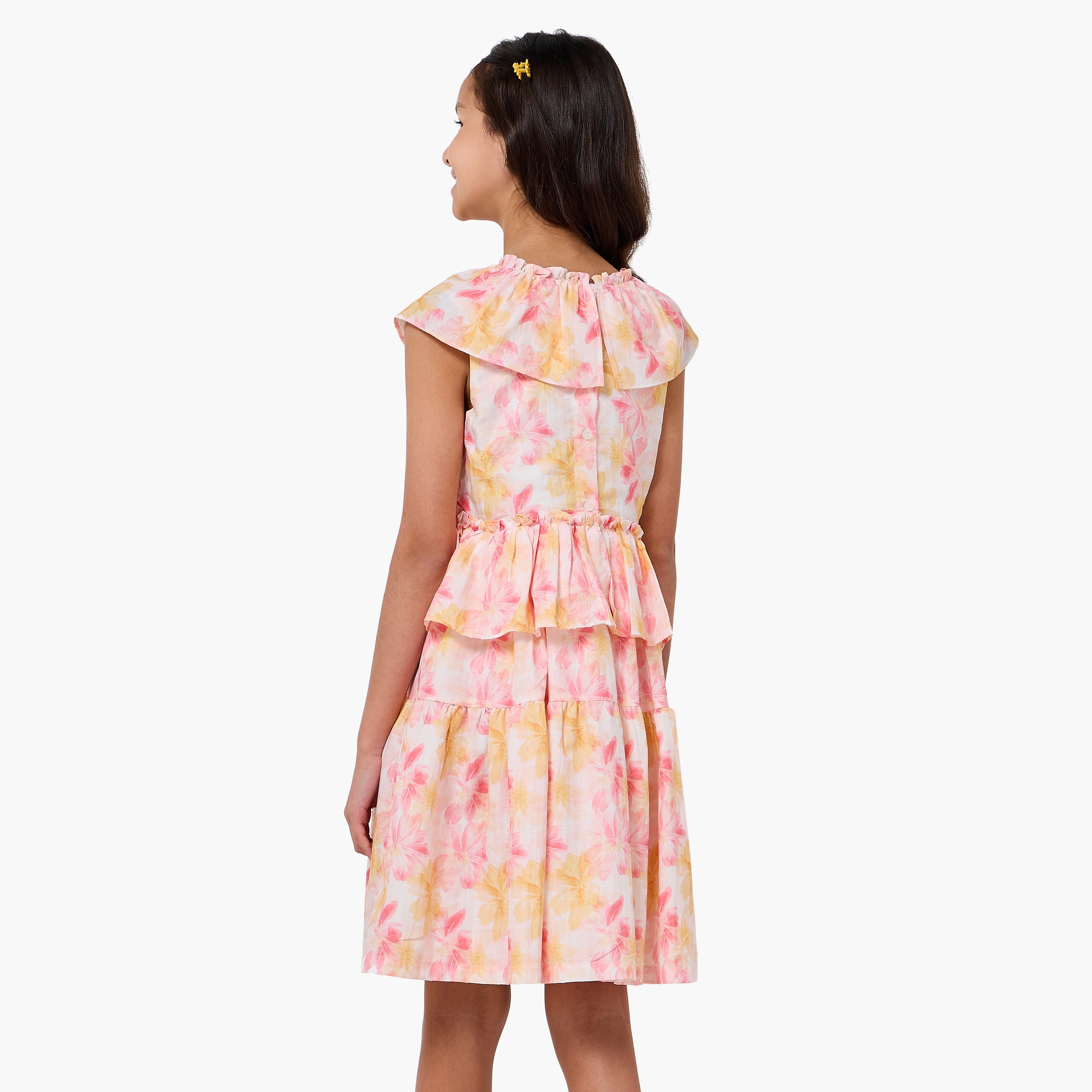 Juniors V-neck Sleeveless Dress with Ruffles-girls-clothing-dressesandjumpsuits-image-3