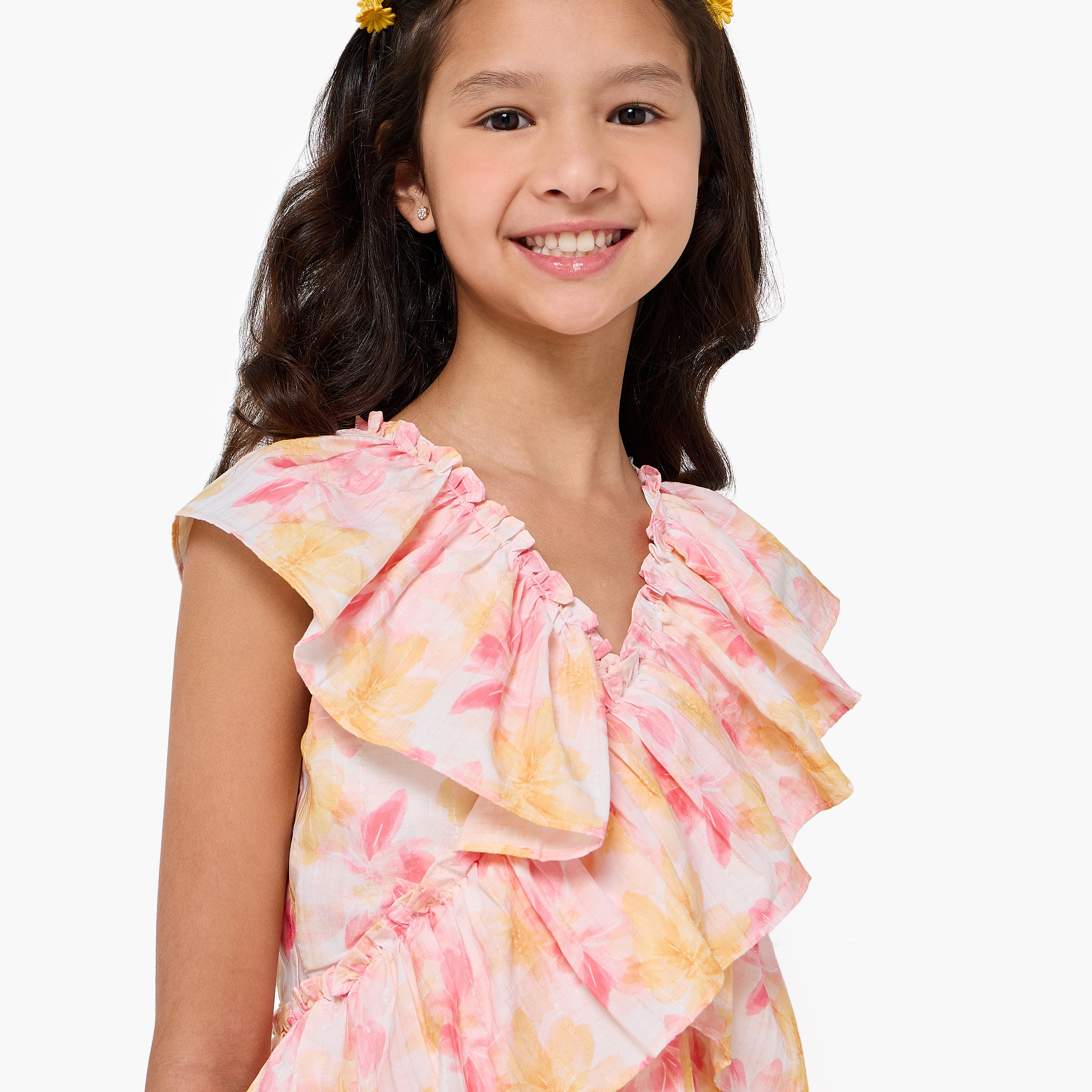 Juniors V-neck Sleeveless Dress with Ruffles-girls-clothing-dressesandjumpsuits-image-4