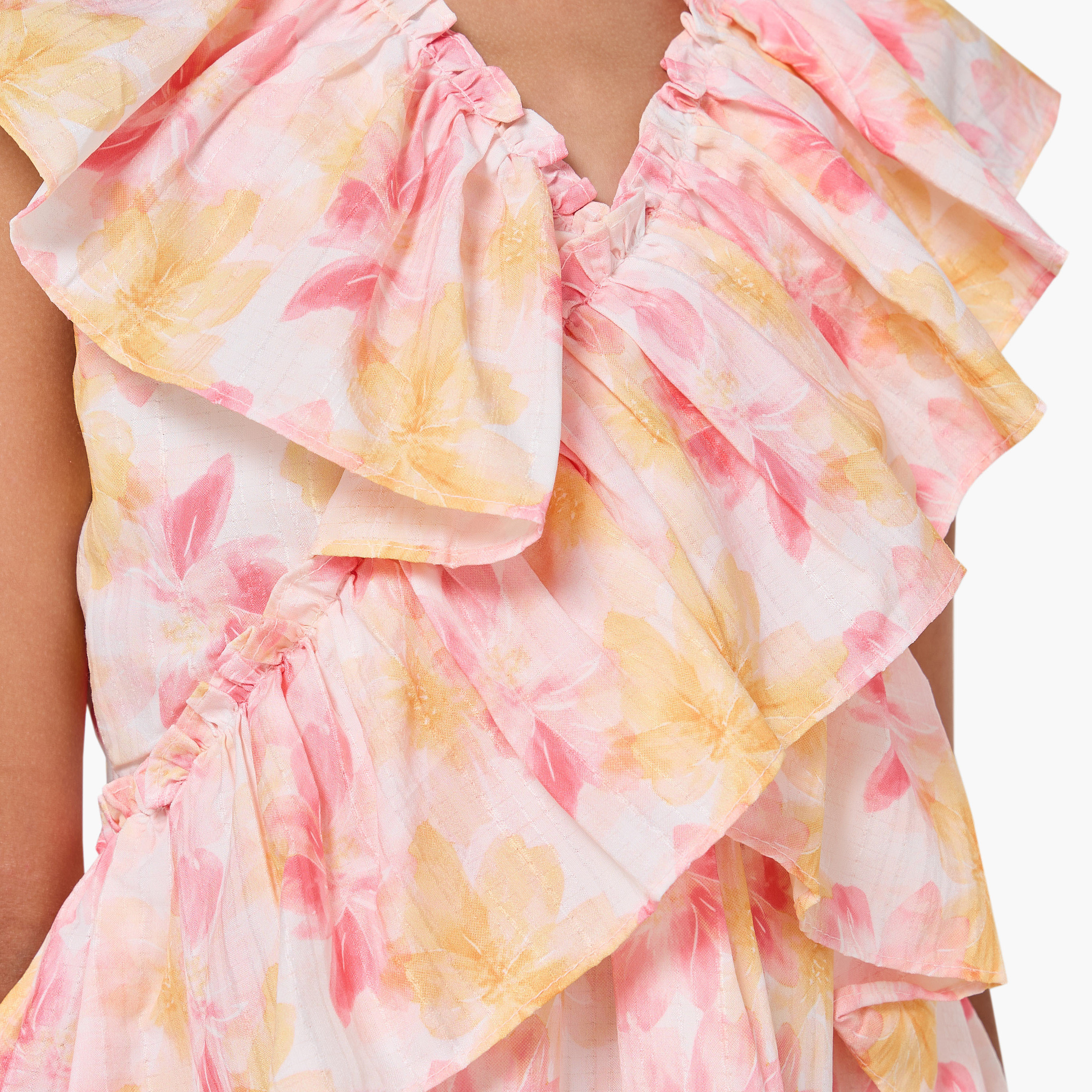 Juniors V-neck Sleeveless Dress with Ruffles-girls-clothing-dressesandjumpsuits-image-5