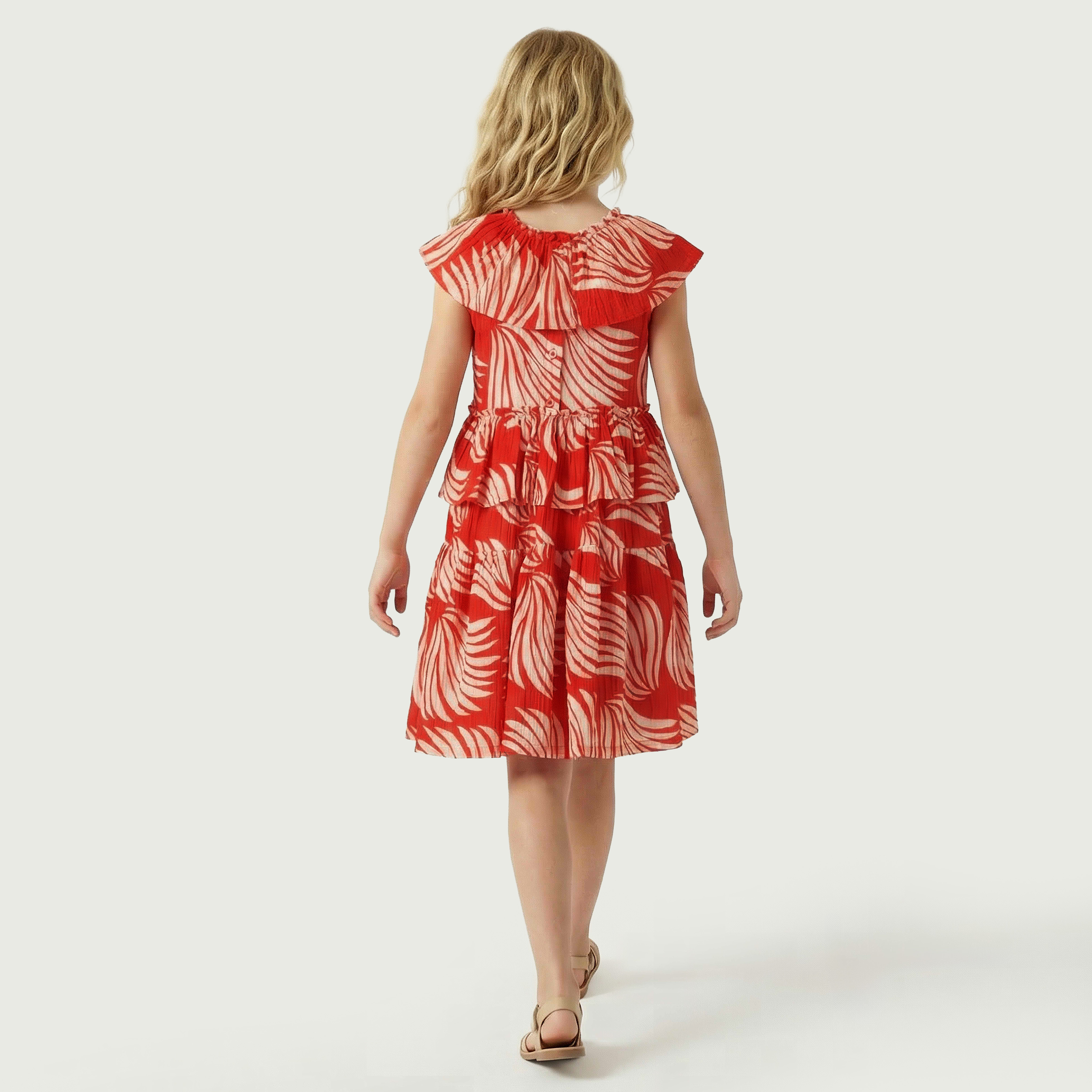 Juniors V-neck Sleeveless Dress with Ruffles-girls-clothing-dressesandjumpsuits-image-3