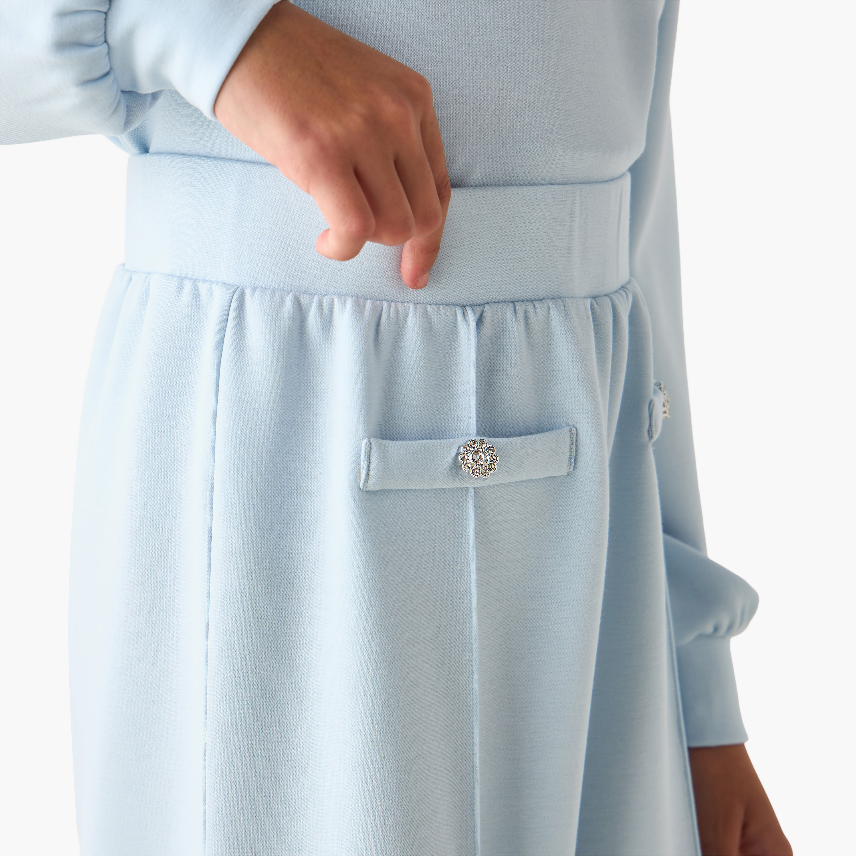 Juniors Collared Long Sleeves Sweatshirt and Wide Leg Pants-girls-clothing-setsandcoords-image-6