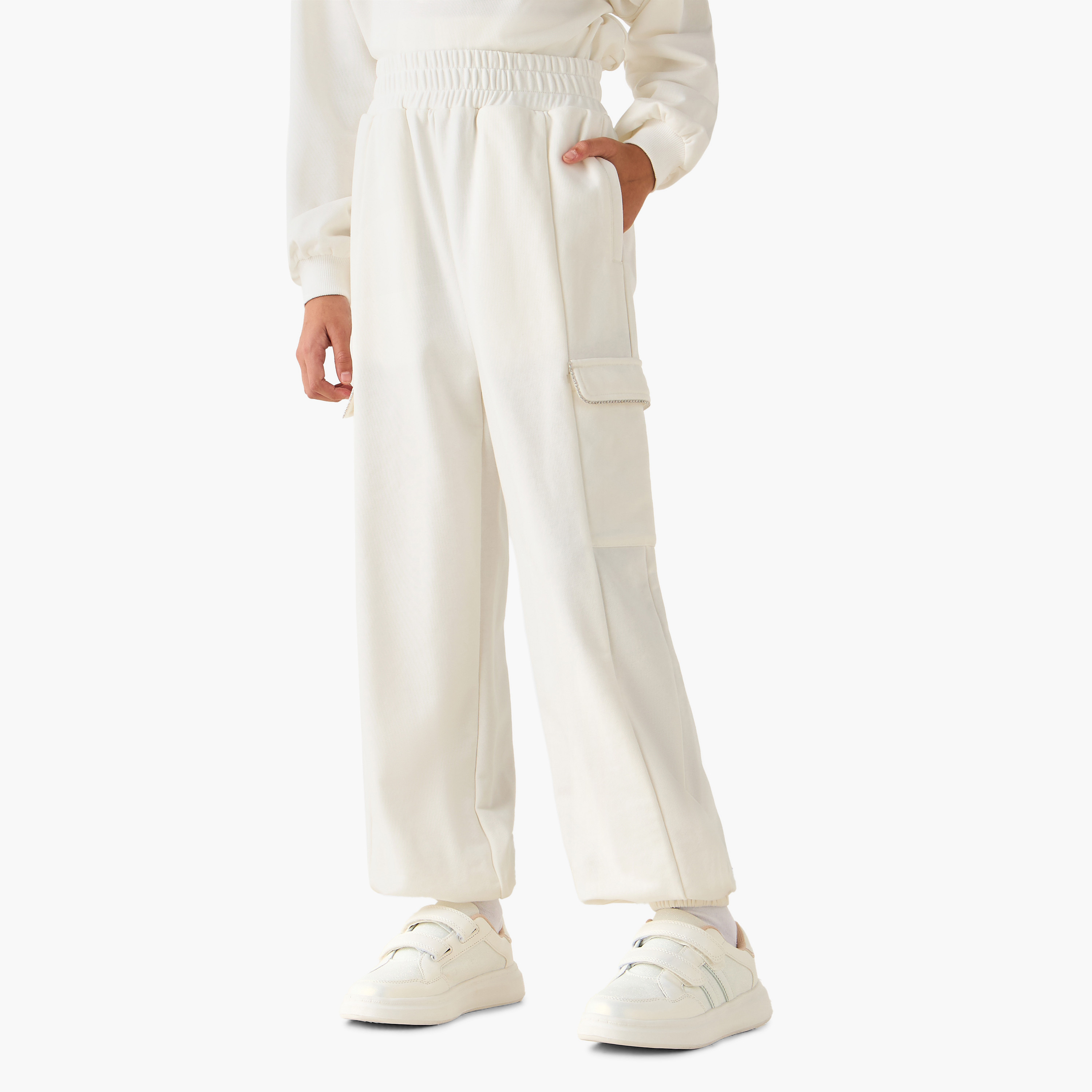 Juniors Crew Neck Long Sleeves Sweatshirt and Cargo Joggers Set-girls-clothing-setsandcoords-image-3