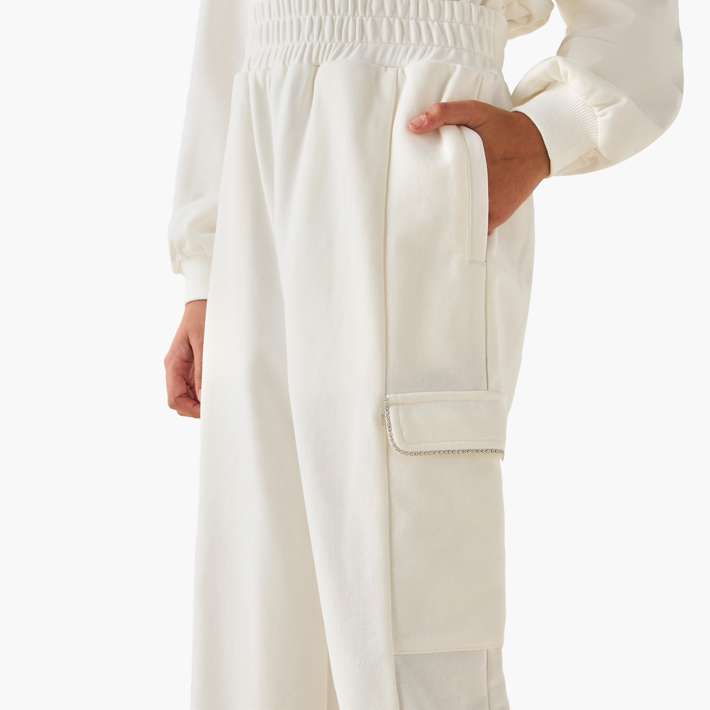 Juniors Crew Neck Long Sleeves Sweatshirt and Cargo Joggers Set-girls-clothing-setsandcoords-image-6