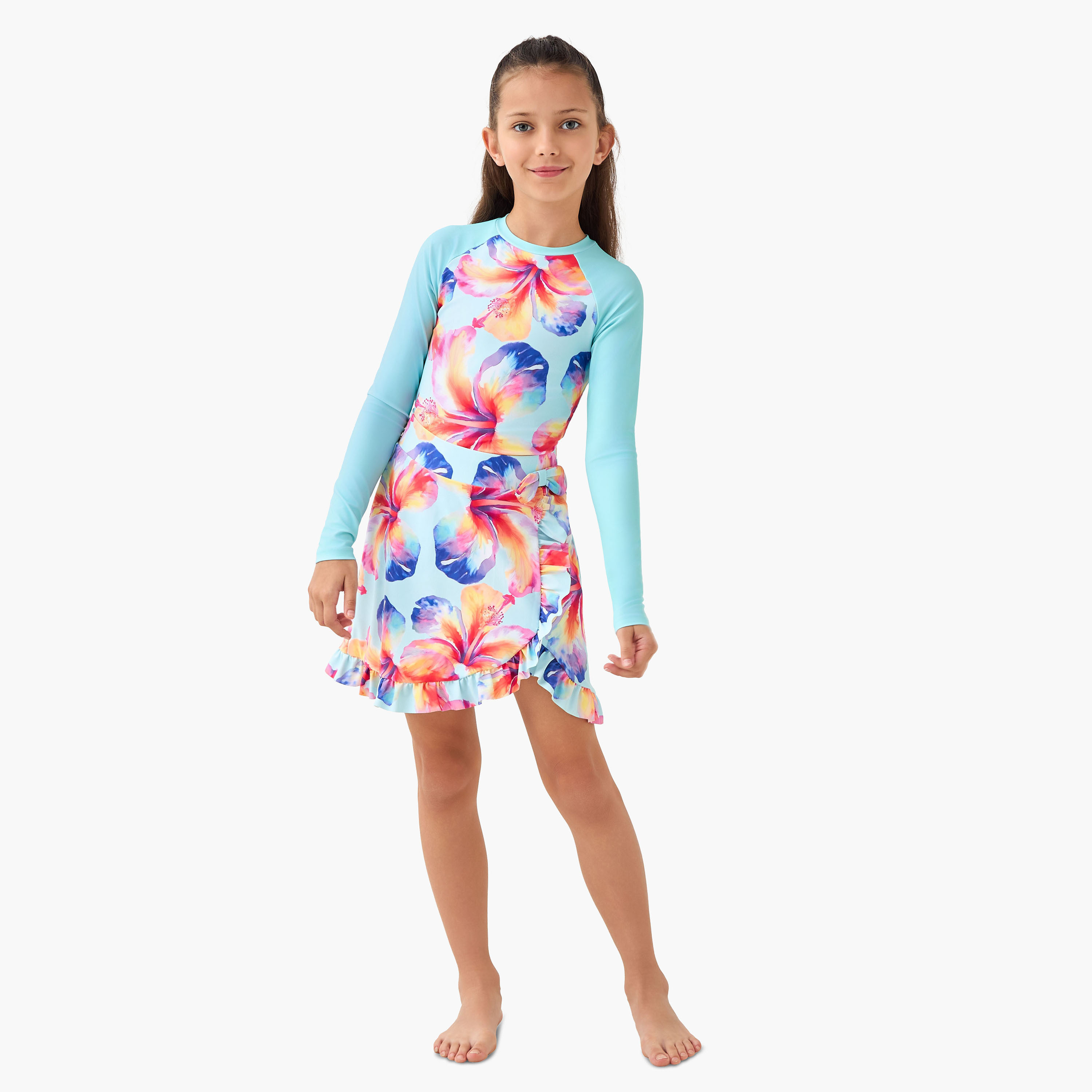 Juniors Girls Floral Print Swimwear-sports-gear-swimming-girl-image-2
