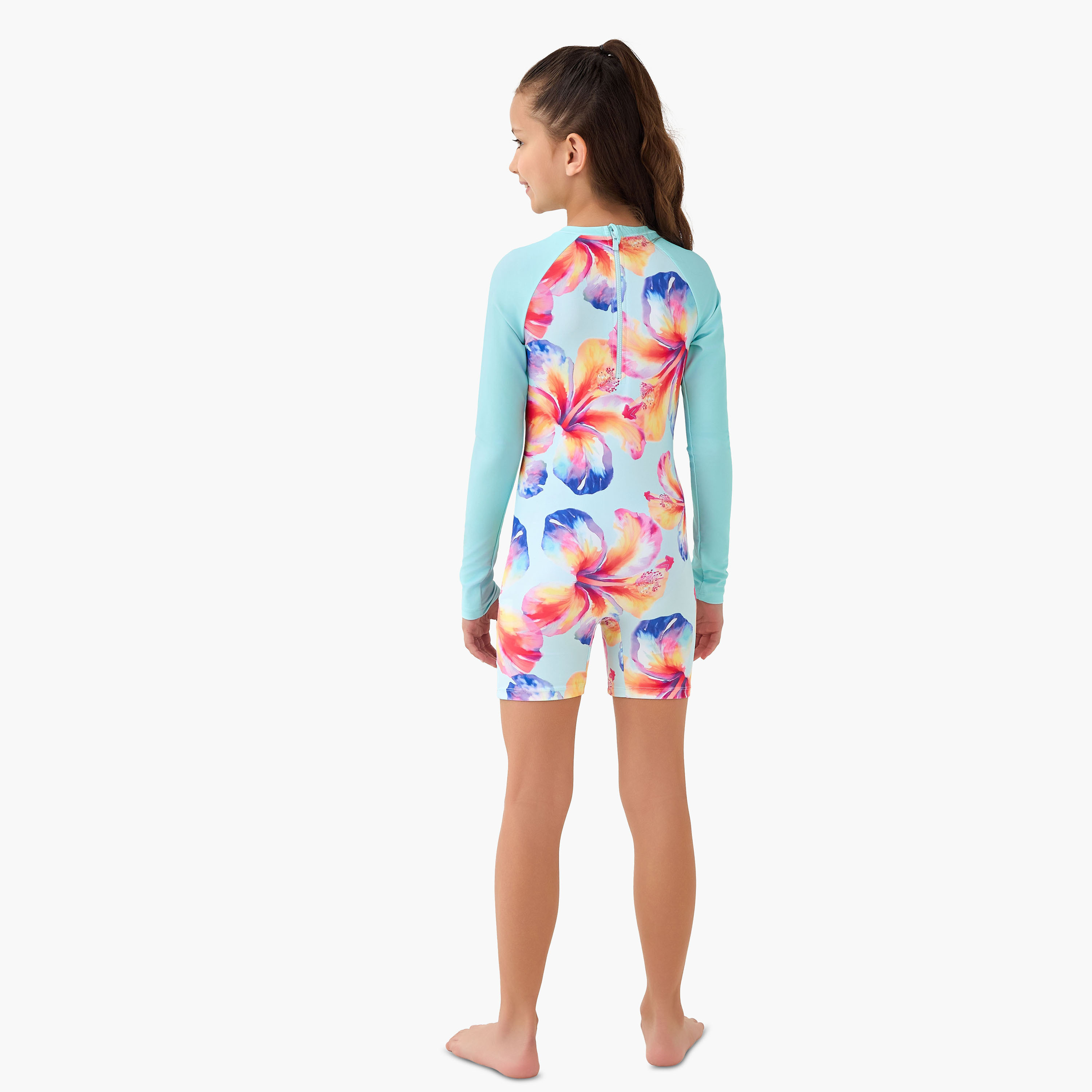 Juniors Girls Floral Print Swimwear-sports-gear-swimming-girl-image-3