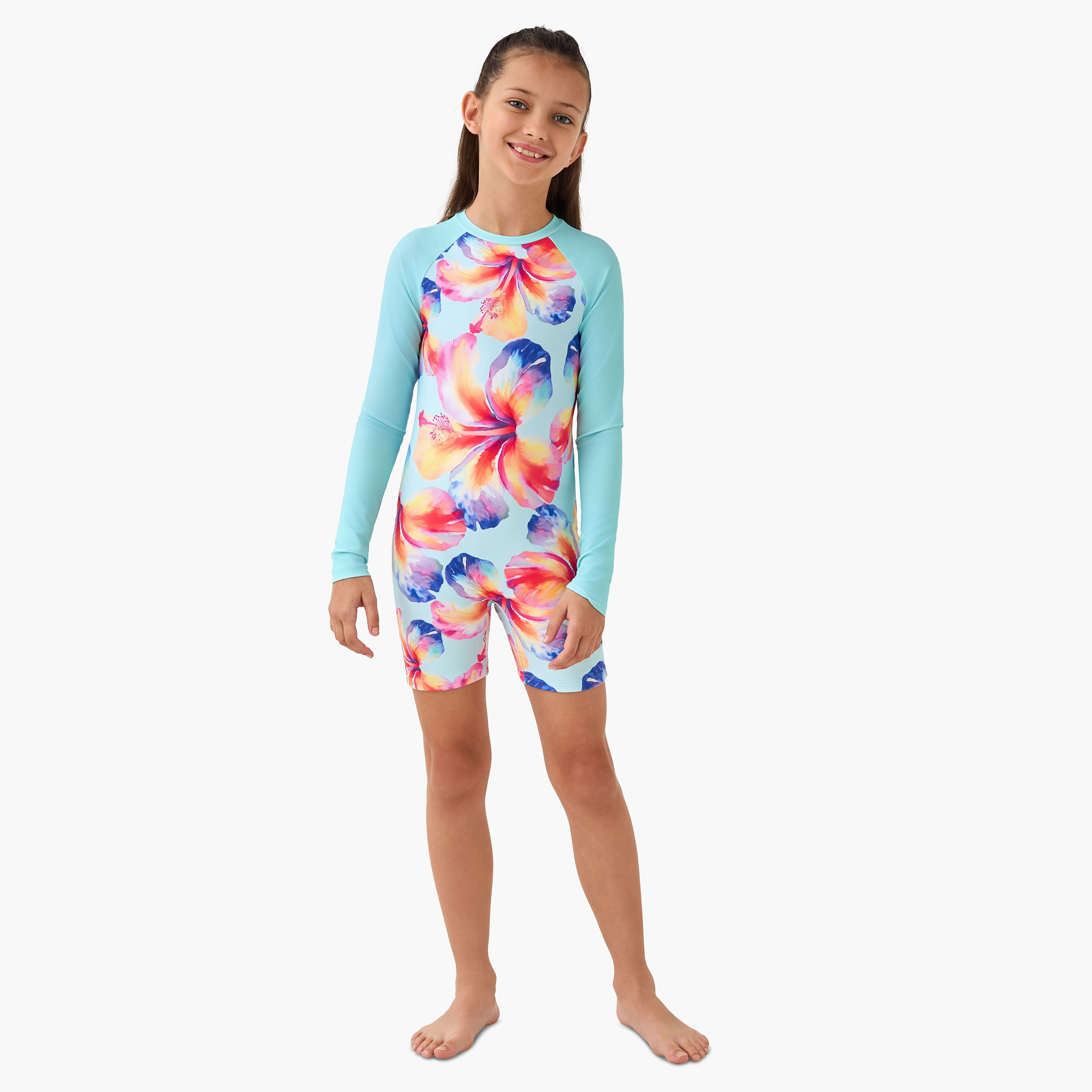 Juniors Girls Floral Print Swimwear-sports-gear-swimming-girl-image-6