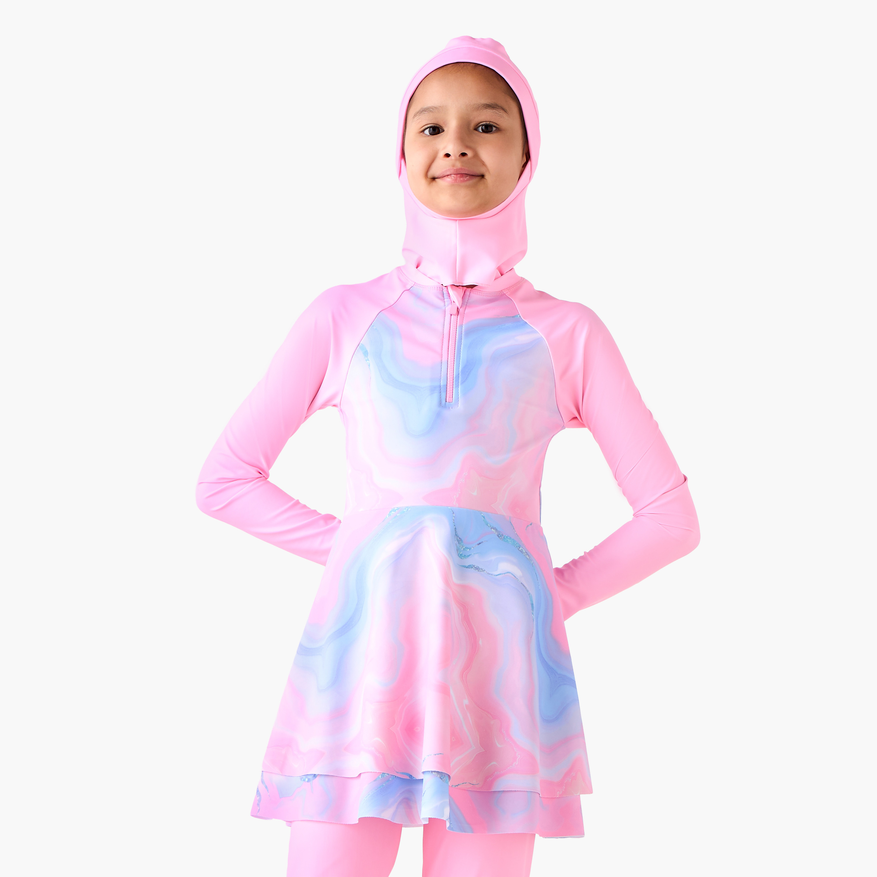 طقم بوركيني بقبعة للبنات من جونيورز-girls-clothing-sportswear-swimwear-image-5