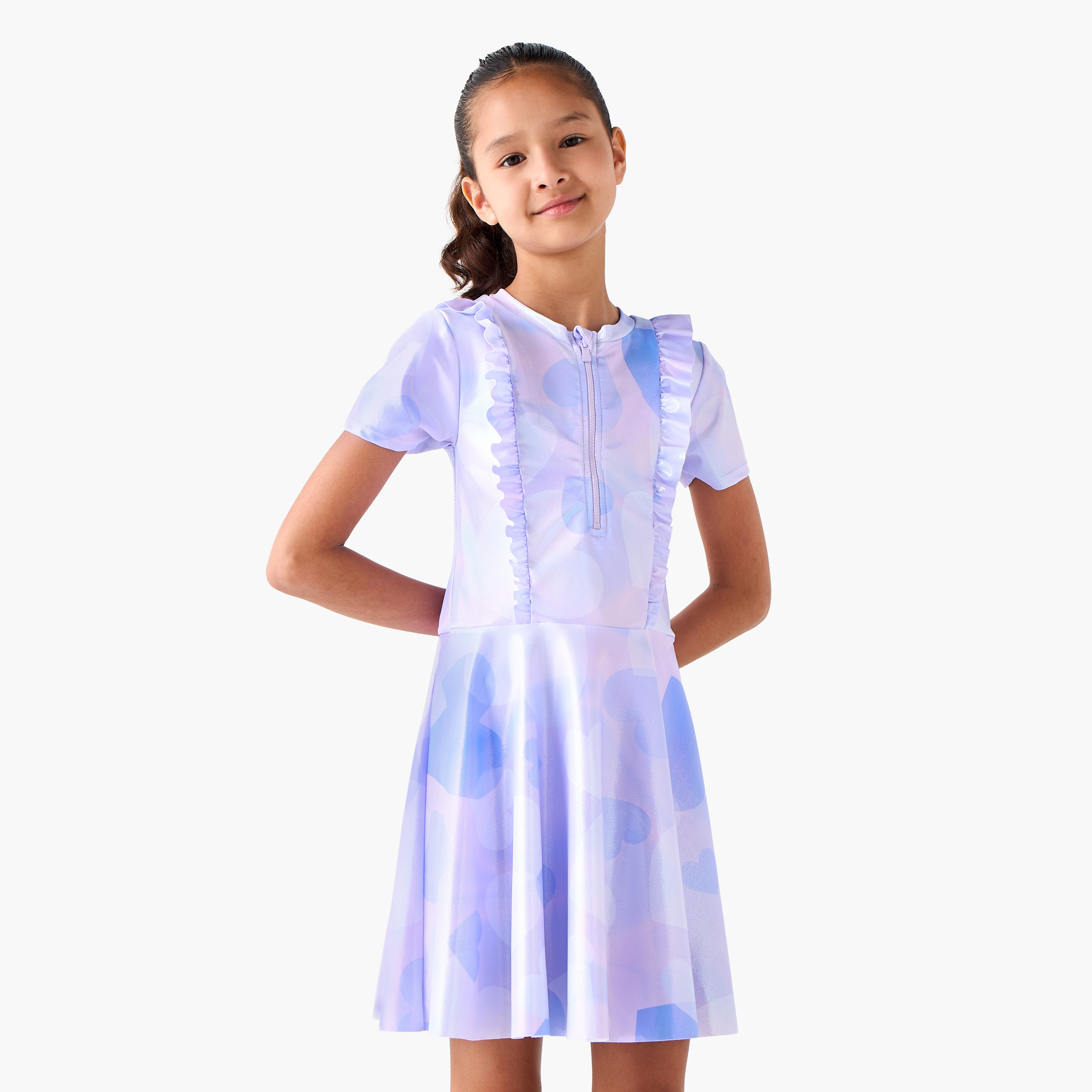 فستان سباحة بكشكش مع شورت للفتيات من جونيورز-girls-clothing-sportswear-swimwear-image-5