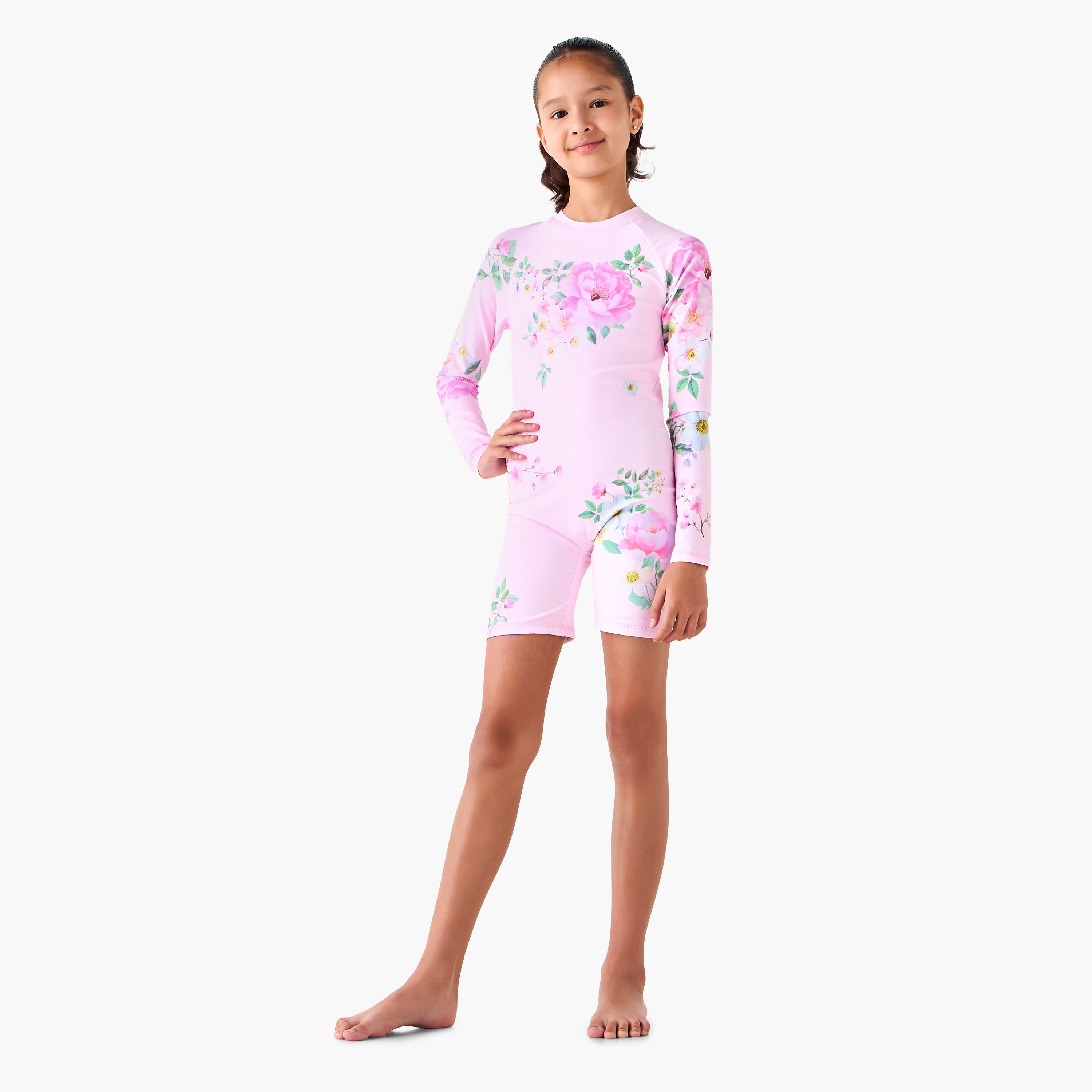 Juniors Girls Floral Print Swimsuit-girls-clothing-sportswear-swimwear-image-2