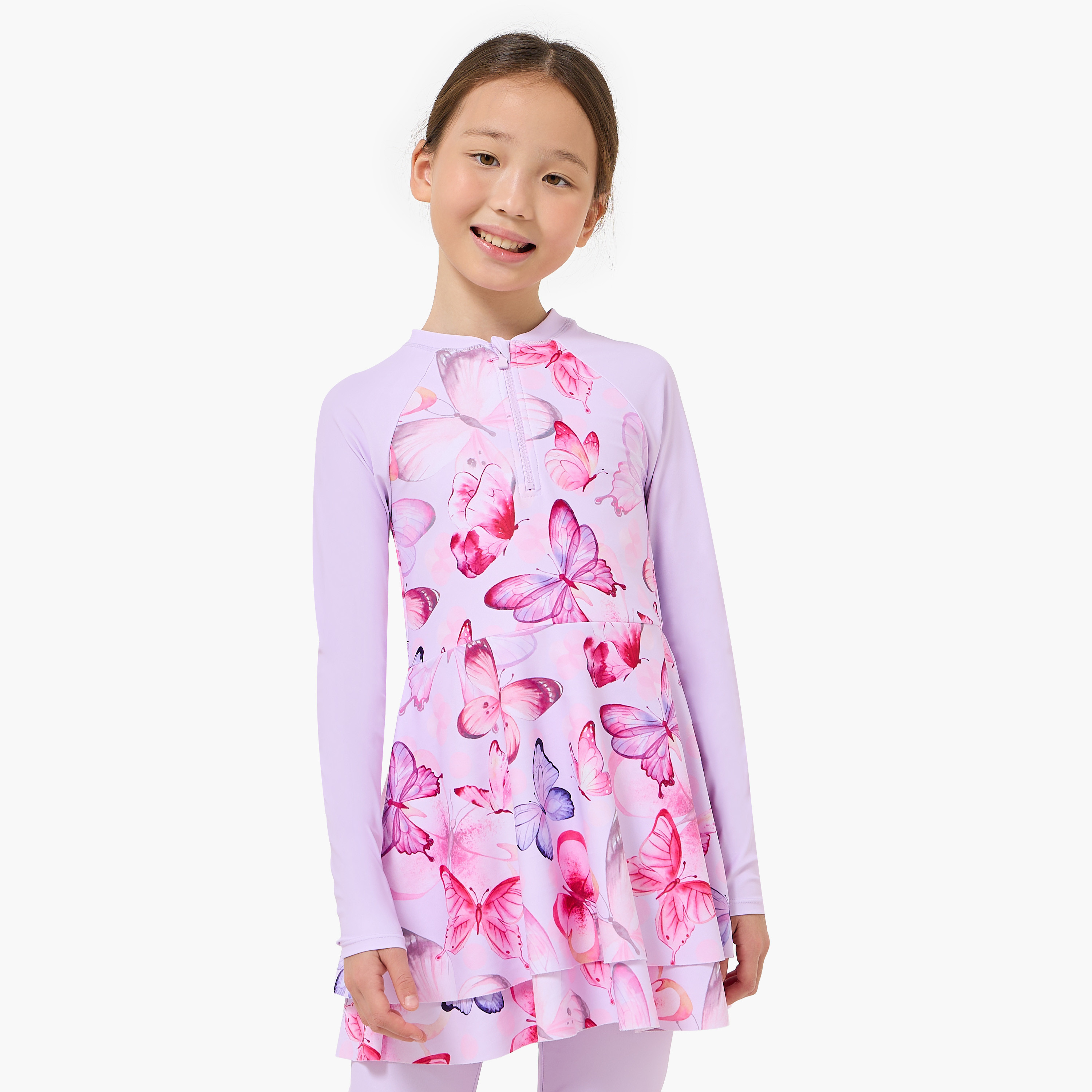 Juniors Girls Zip Closure Burkini Set-girls-clothing-swimwear-image-2