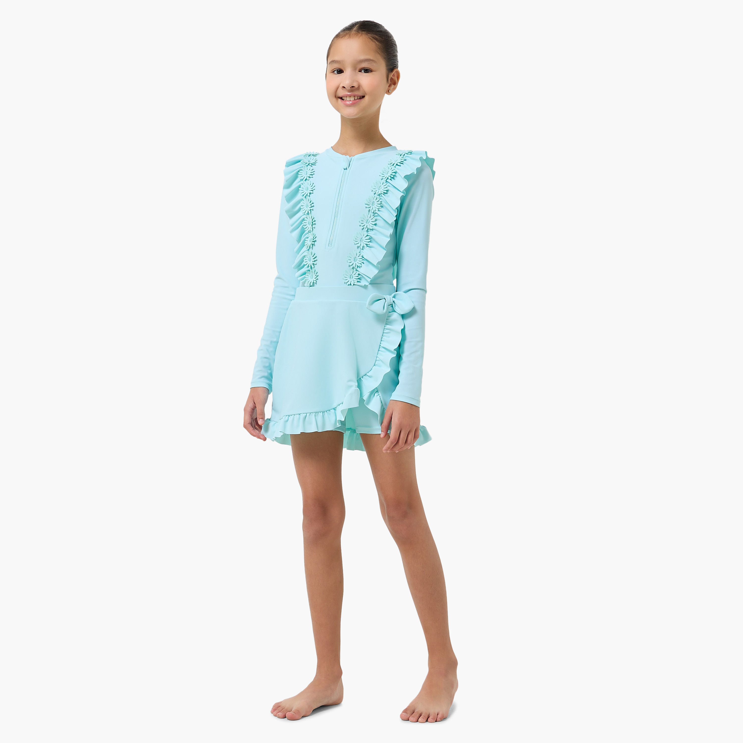 طقم سباحة بكشكش للبنات من جونيورز - طقم من قطعتين-boys-clothing-swimwear-image-1