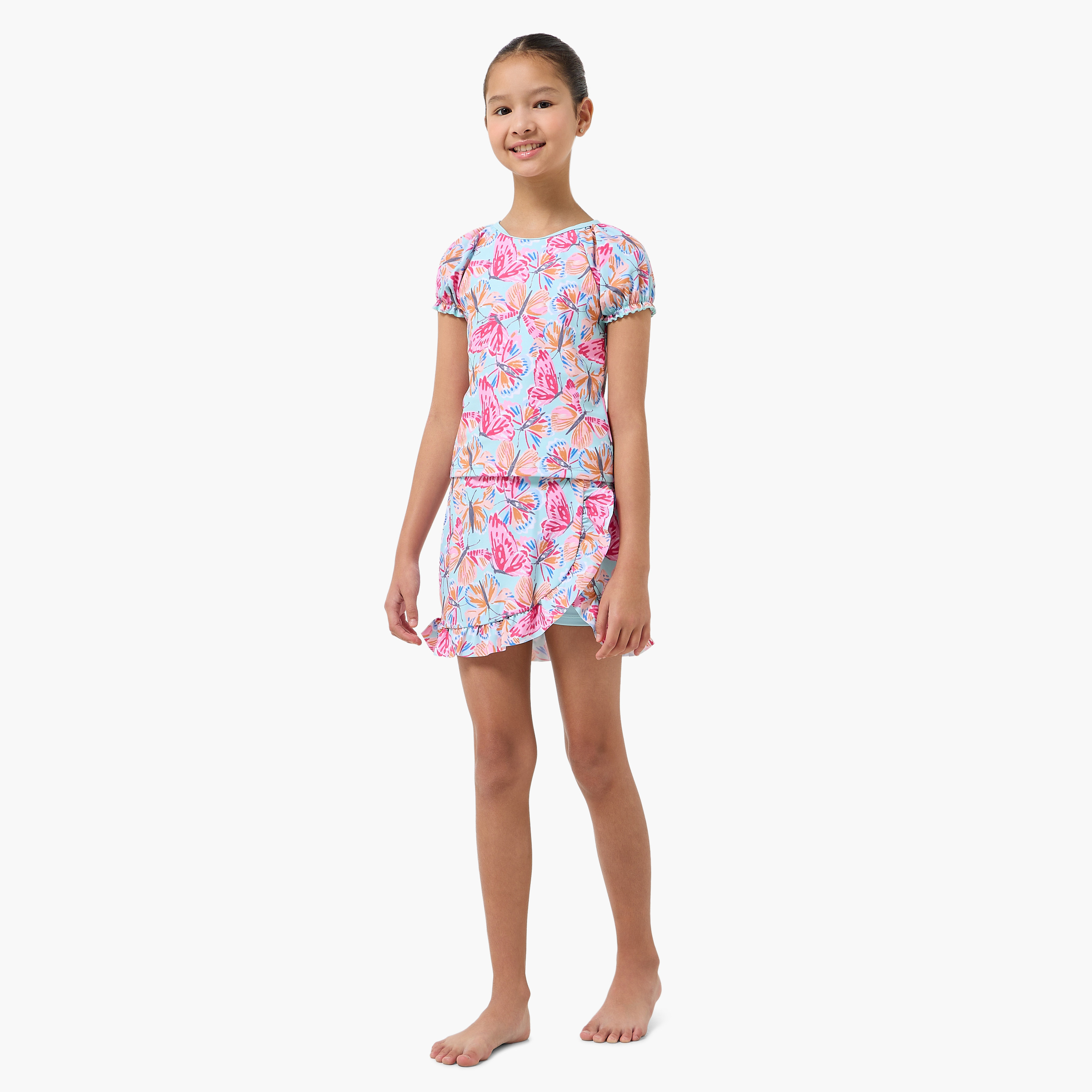 طقم سباحة بطبعات للبنات من جونيورز - عبوة من قطعتين-girls-clothing-sportswear-swimwear-image-1