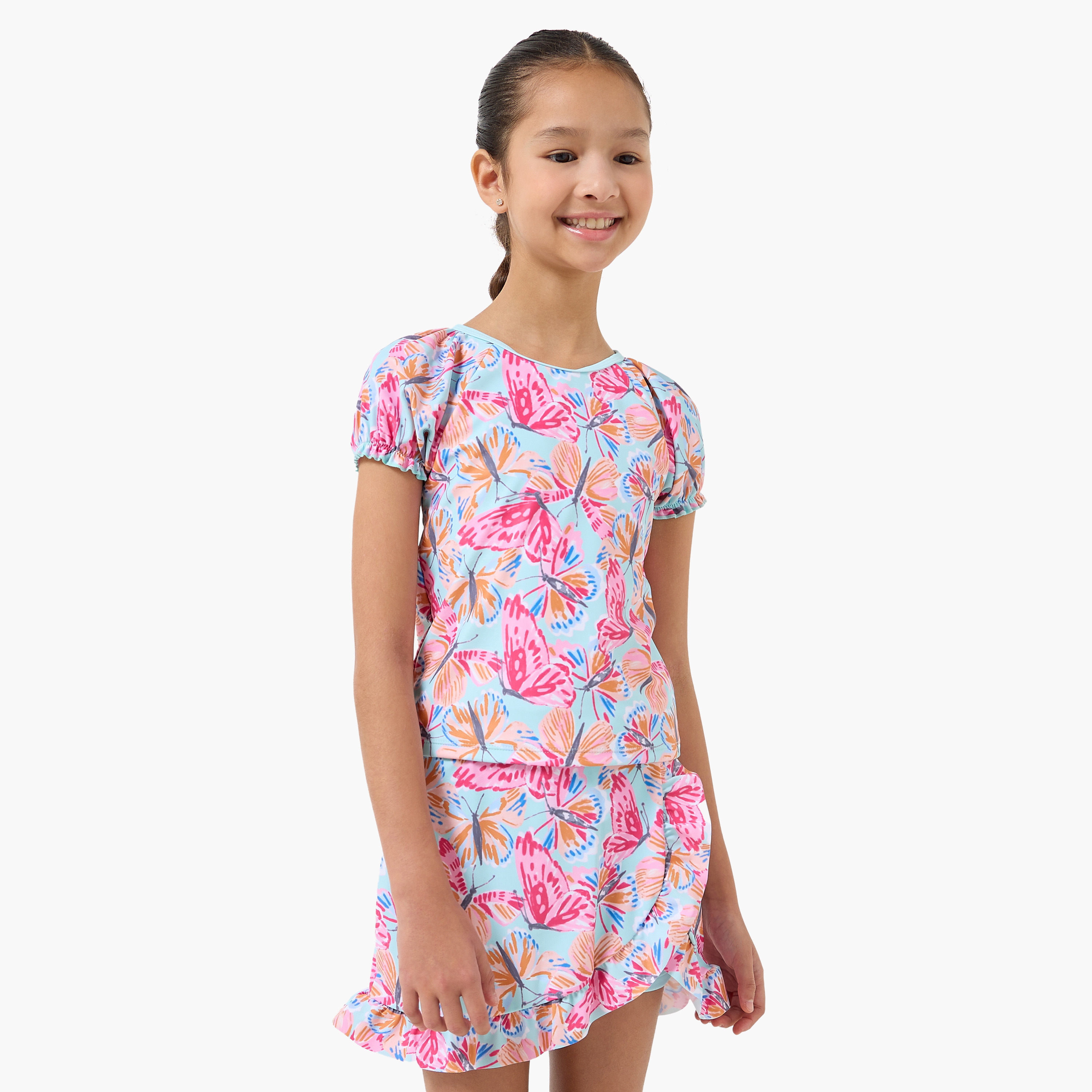 طقم سباحة بطبعات للبنات من جونيورز - عبوة من قطعتين-girls-clothing-sportswear-swimwear-image-2