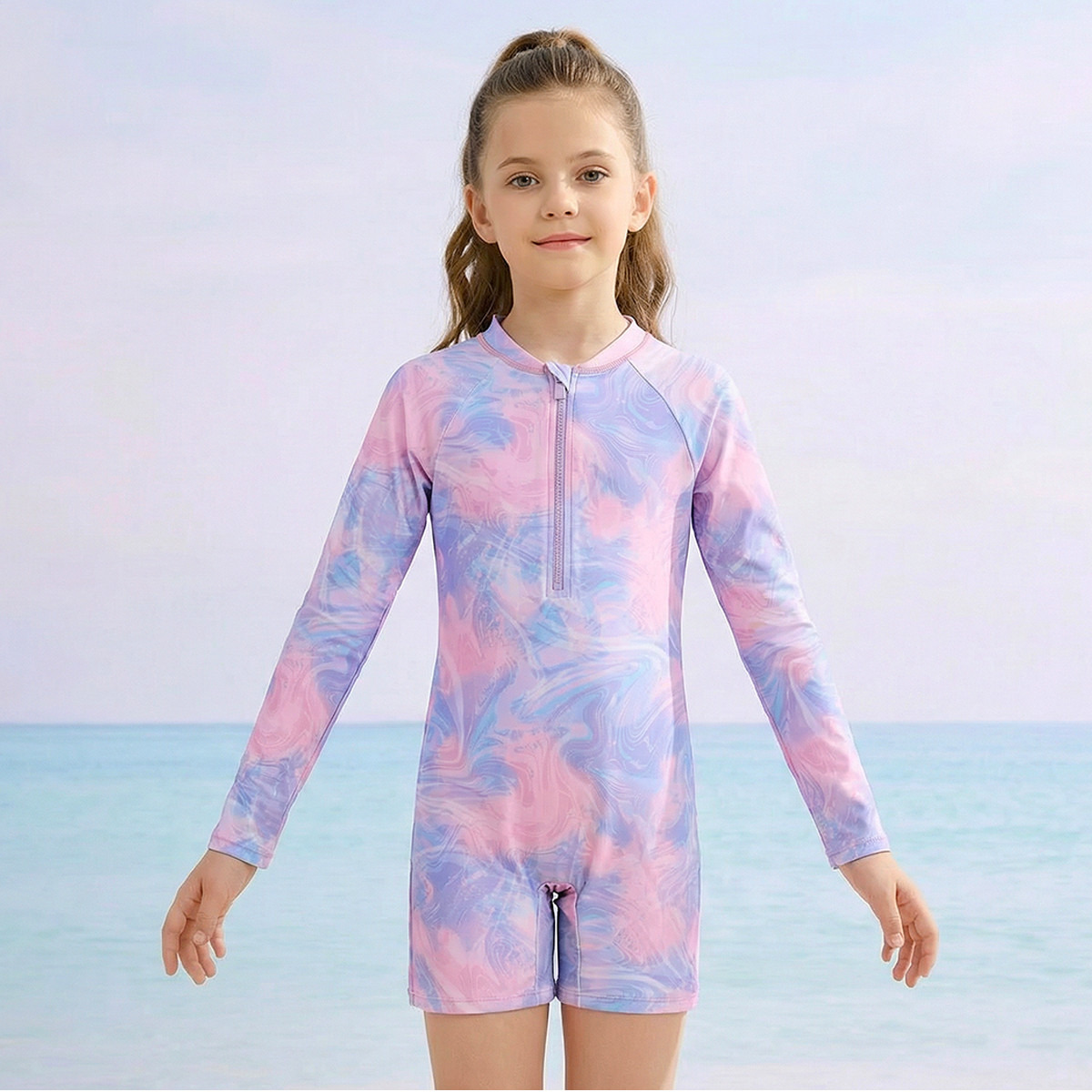 Juniors Girls Swirl Print Swimsuit-girls-clothing-sportswear-swimwear-image-2