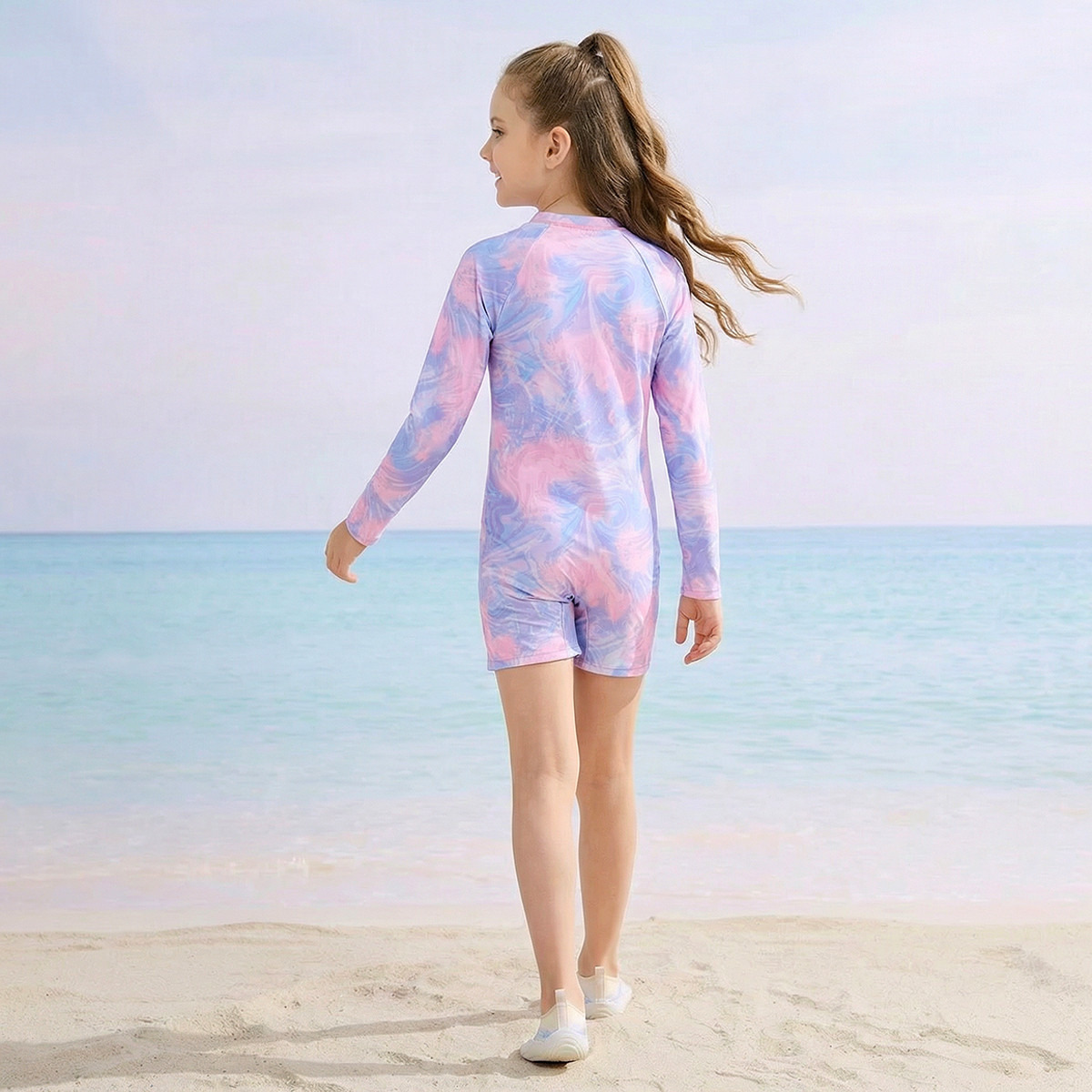 Juniors Girls Swirl Print Swimsuit-girls-clothing-sportswear-swimwear-image-3