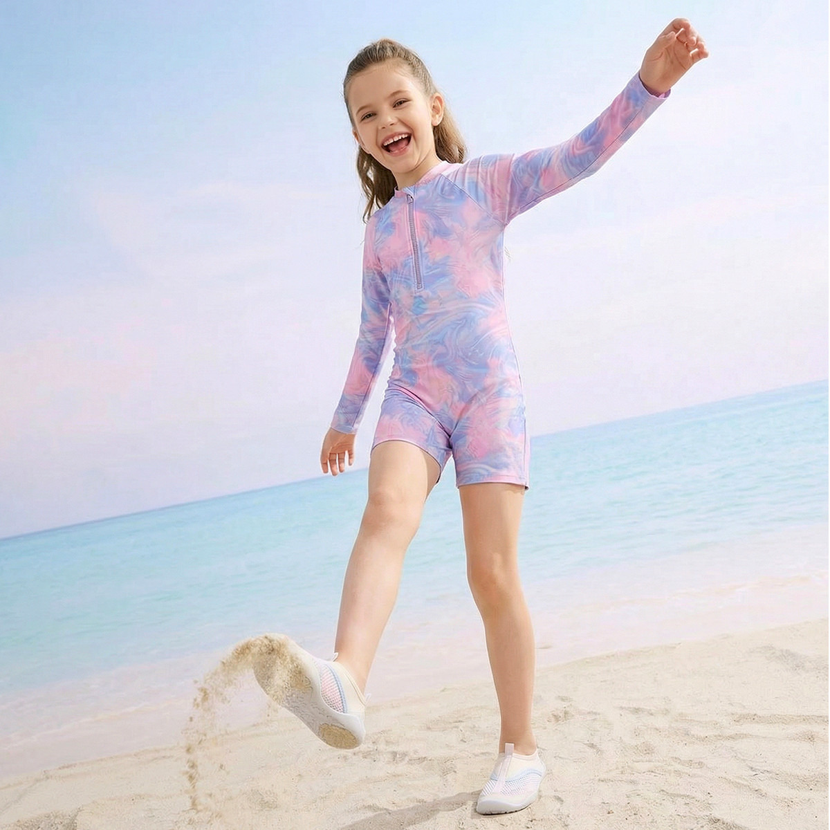 Juniors Girls Swirl Print Swimsuit-girls-clothing-sportswear-swimwear-image-5